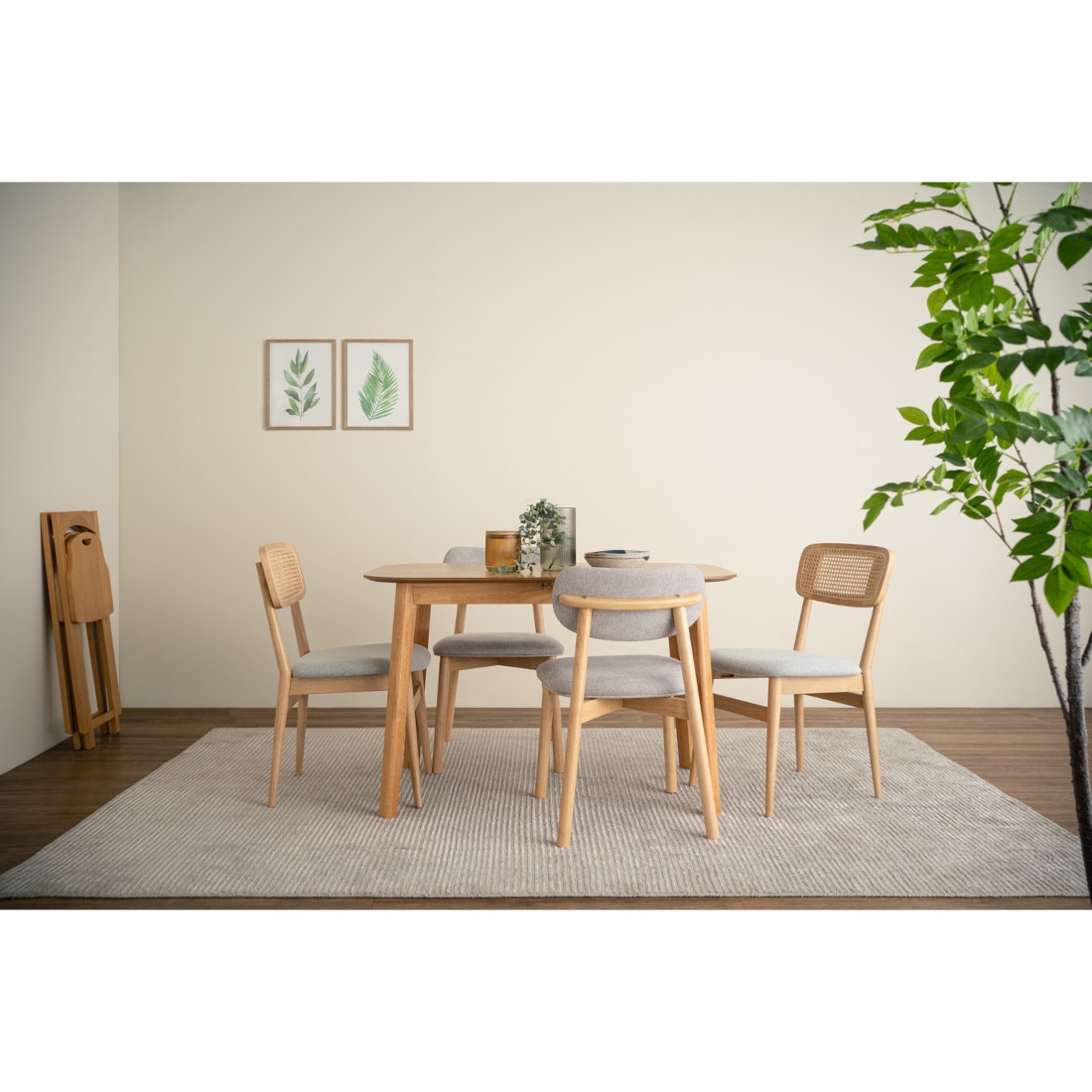 Scandinavian Arlo Dining Chair Beige Natural Wood Finish - Nestnordic