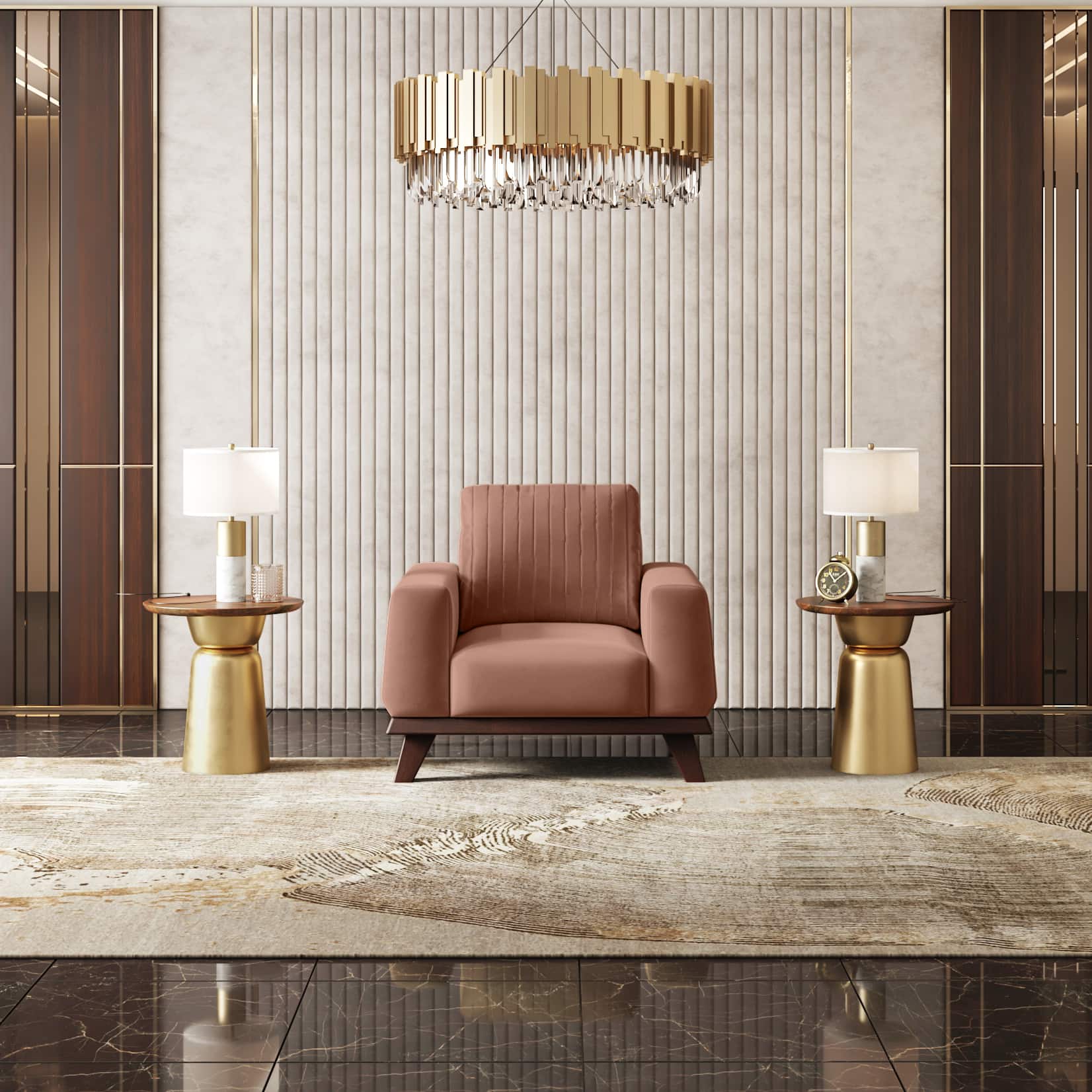 Granada Premium 1 Seater Fabric Sofa in Mocha Mouse Velvet Colour