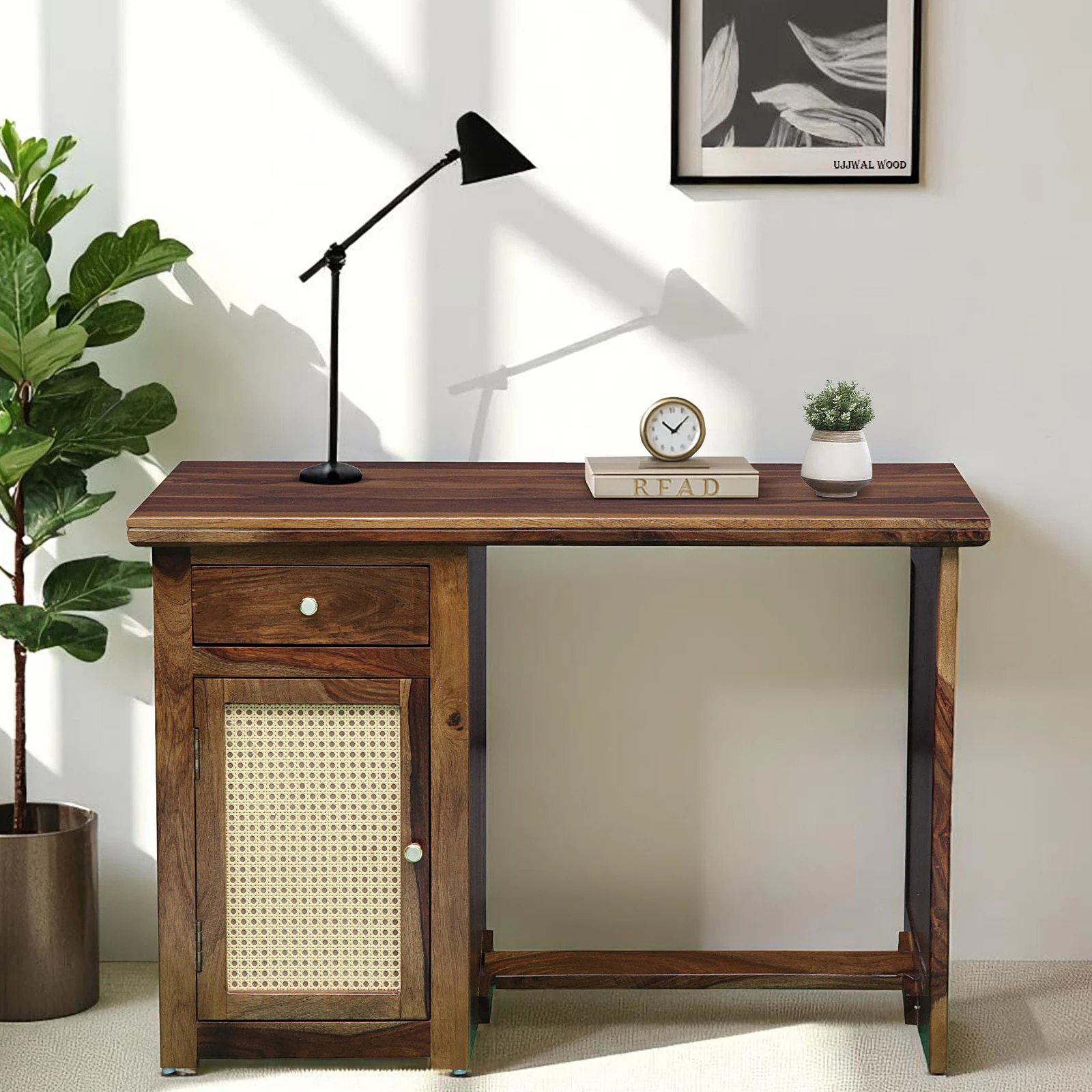 Sheesham Wood Study Table In Provincial Teak Finish