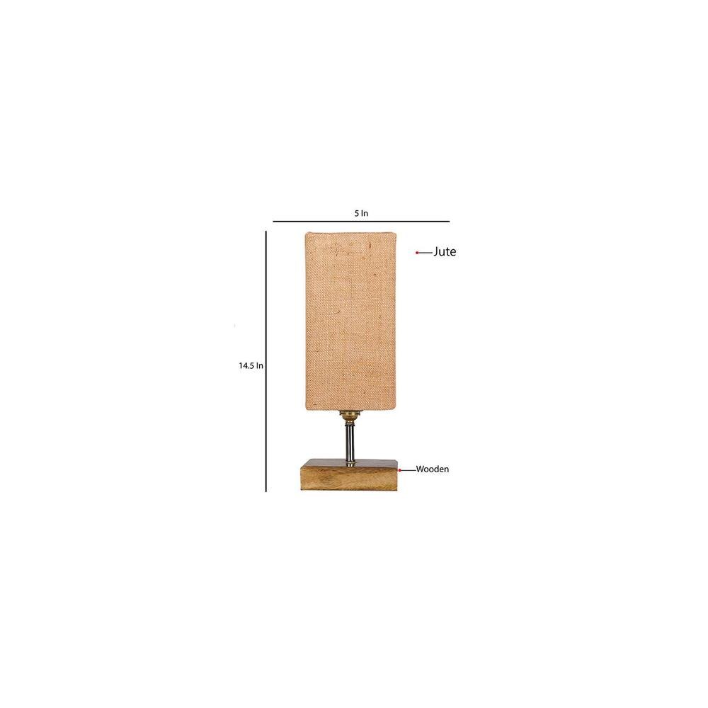 Faulkner Beige Jute table lamp with Square Natural Wood Base