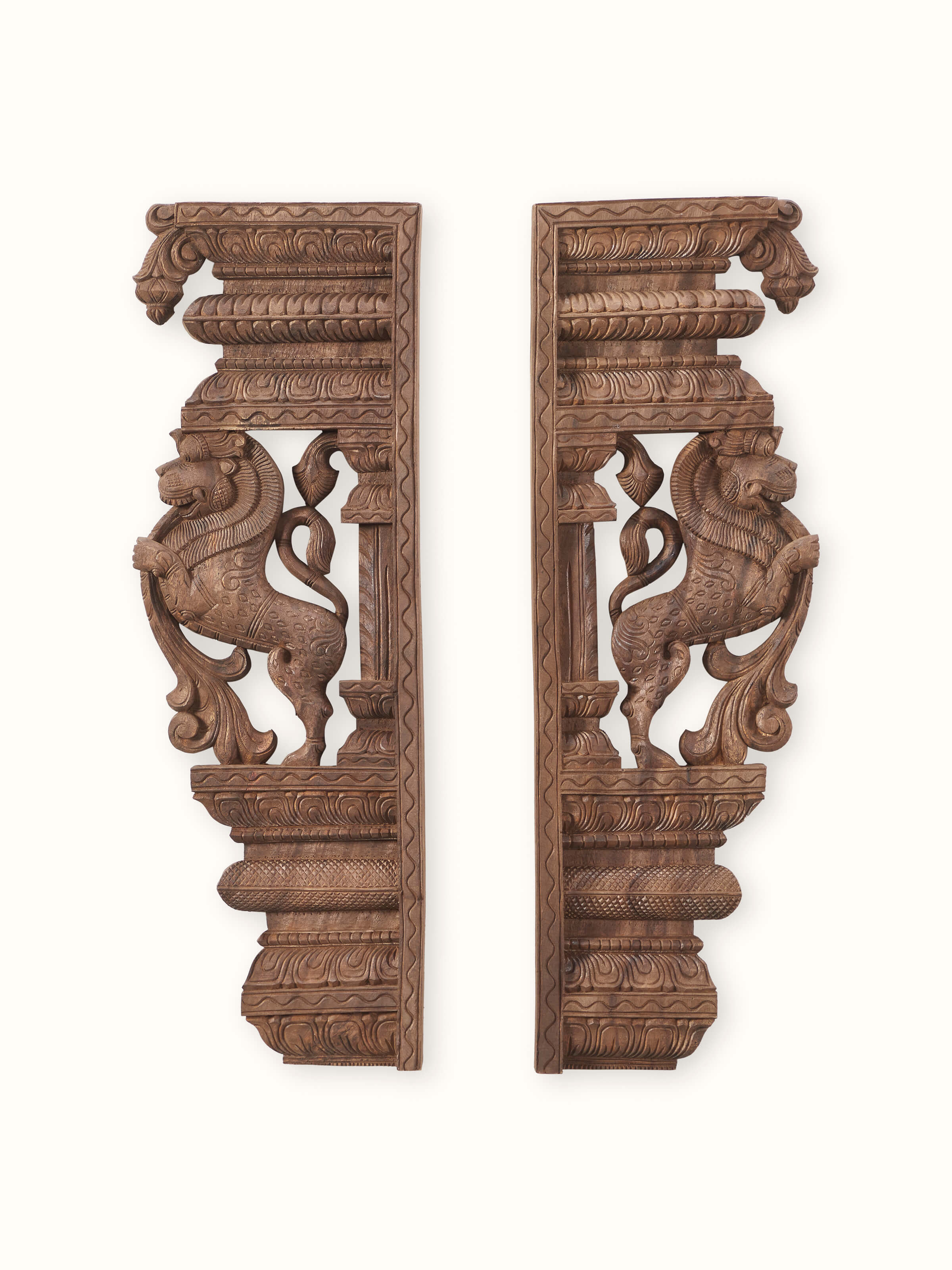 Wood Carved Yali Wall Panel (2 Pieces)