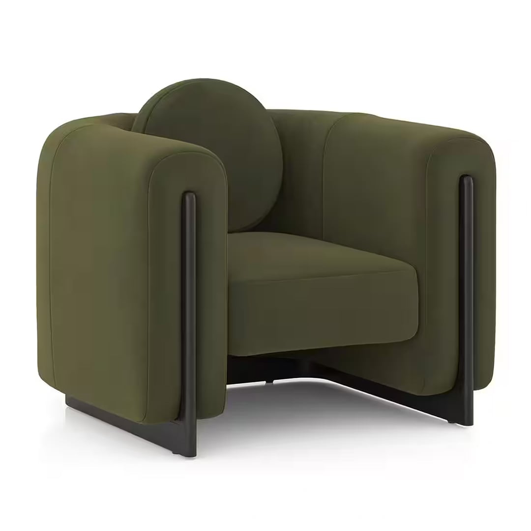 Reno Lounge Chair in Deep Olive Velvet Colour