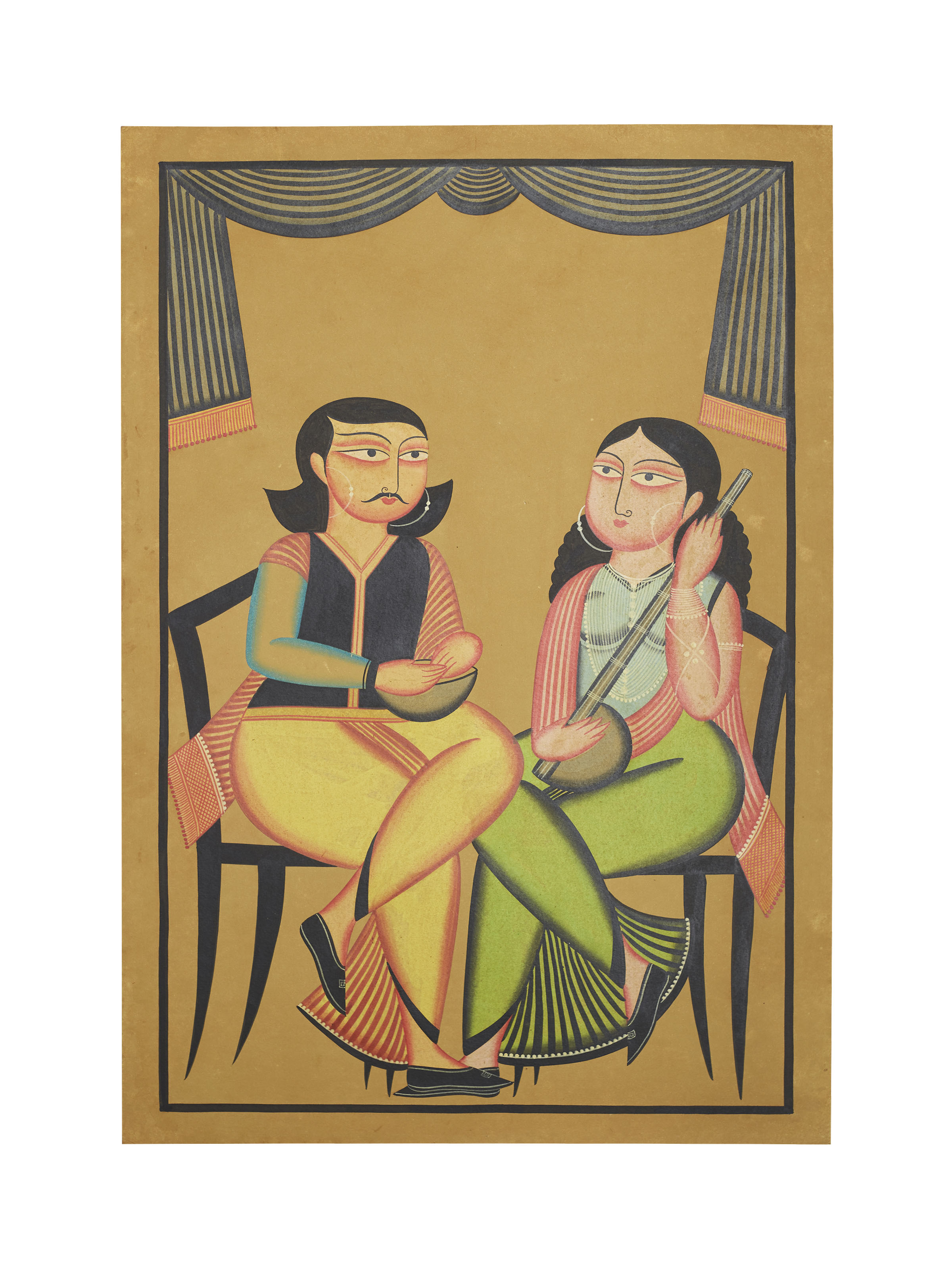 Front view of Babu Bibi Kalighat Painting