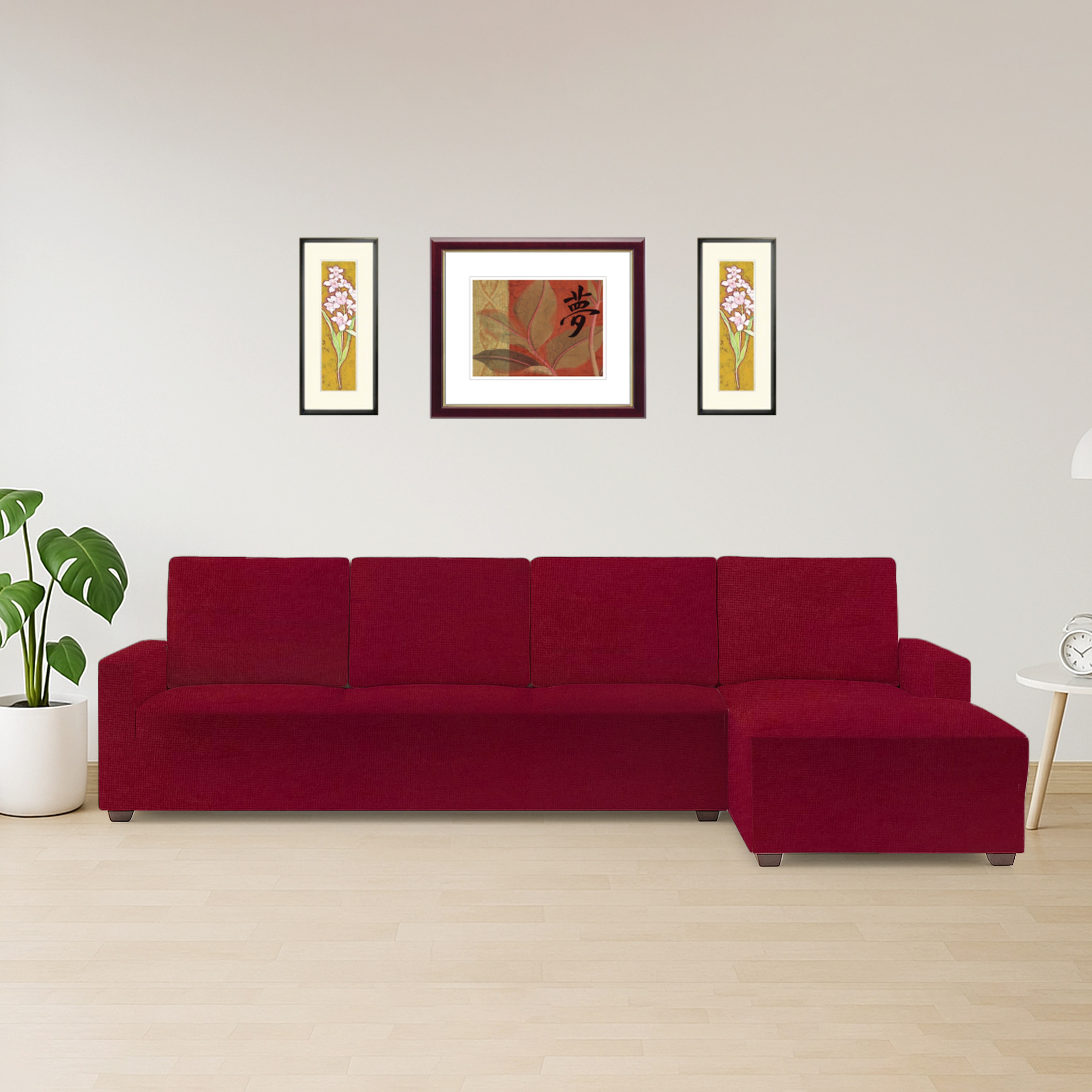 Right Aligned 3 Seater Right Aligned Chaise Magenta Sofa Cover