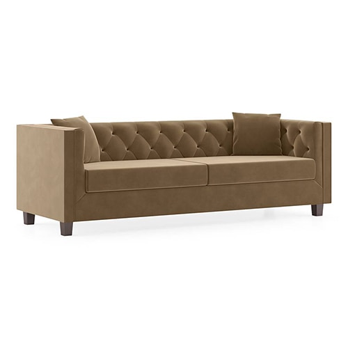 Windsor Luxe 3 Seater Fabric Sofa in Fawn Velvet Colour
