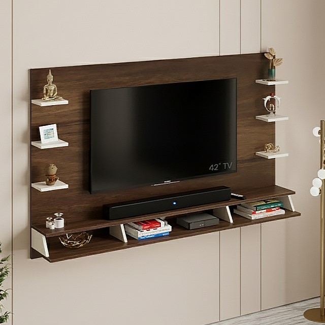 Bluewud Harri Engineered Wood Tvcabinet In Brown Maple & White Finish - Bluewud