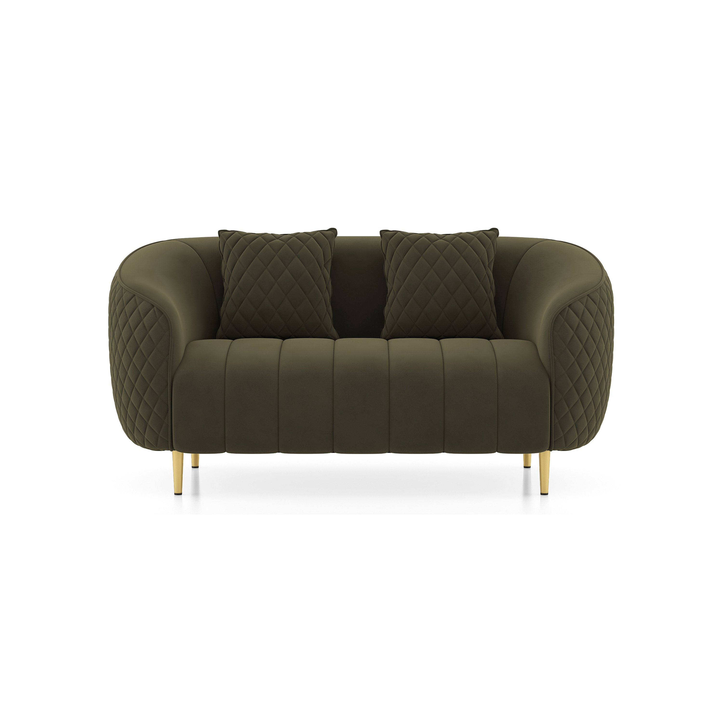 Amora 2 Seater Fabric Sofa in Deep Olive Velvet