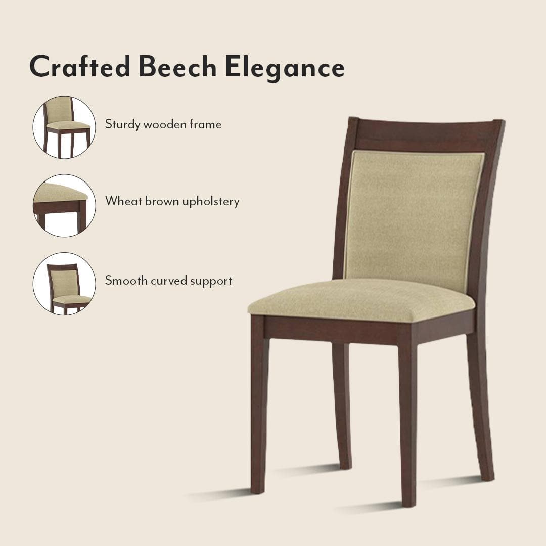 Diner - Dalla 4 Seater Dining Table Set (Colour- Beige, Finish- Dark Walnut)