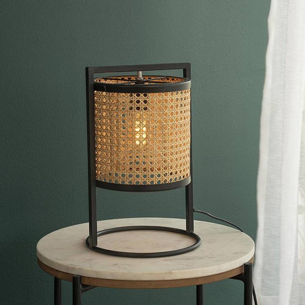 Scout Natural Table Lamp With Black Iron Base