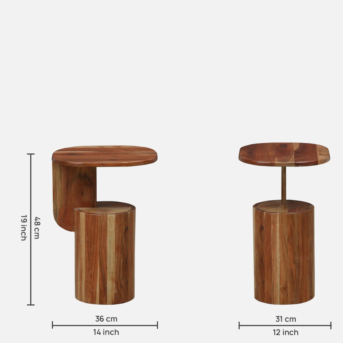 Orbit Solid Wood Side Table In Natural Finish