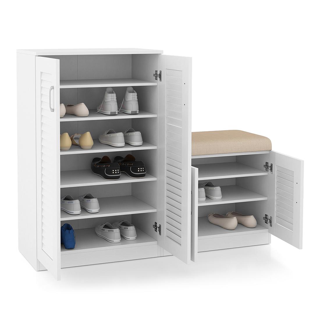 Bennis 25 Pair Shoe Rack in White Finish