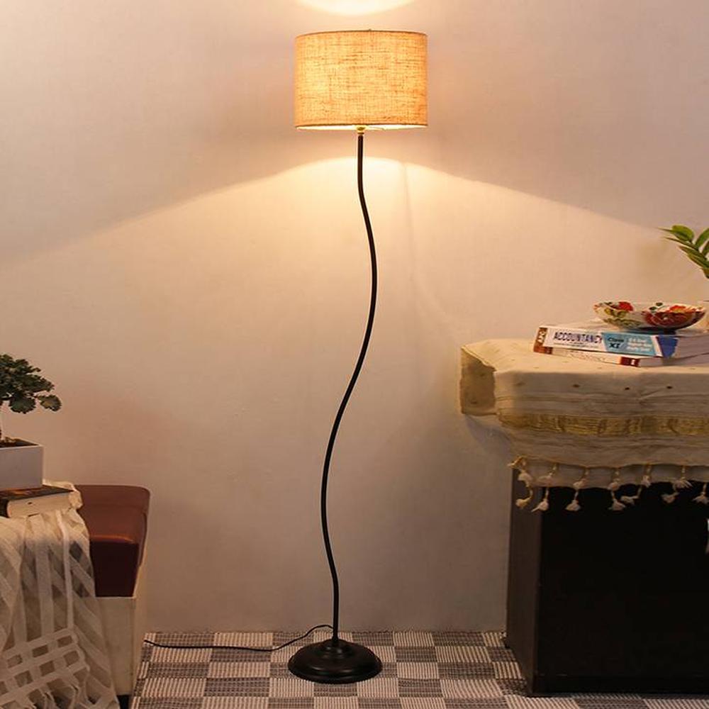 Donahue Beige Cotton Shade Floor Lamp