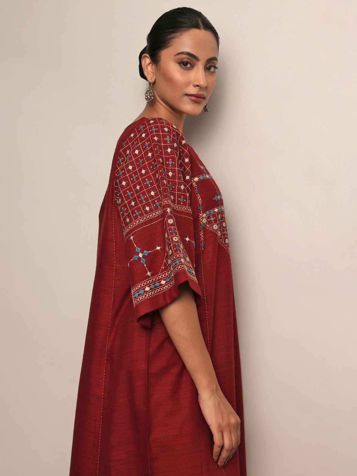 Rust Silk Desert Embroidered Kurta