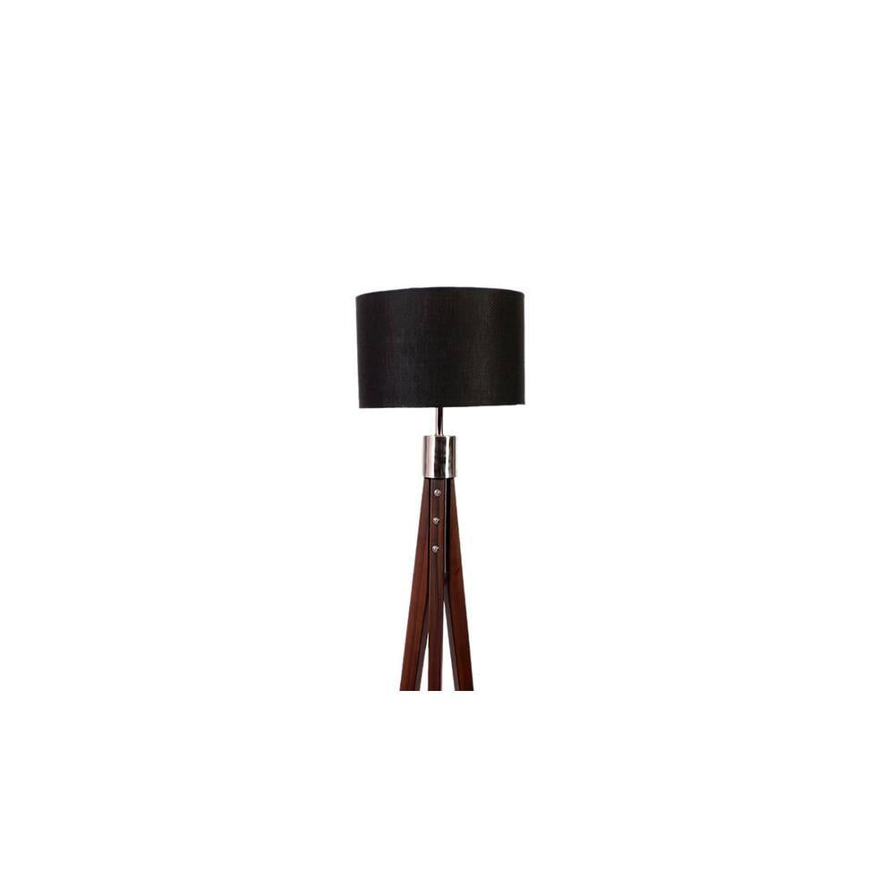 Simone Black Cotton Shade Floor Lamp