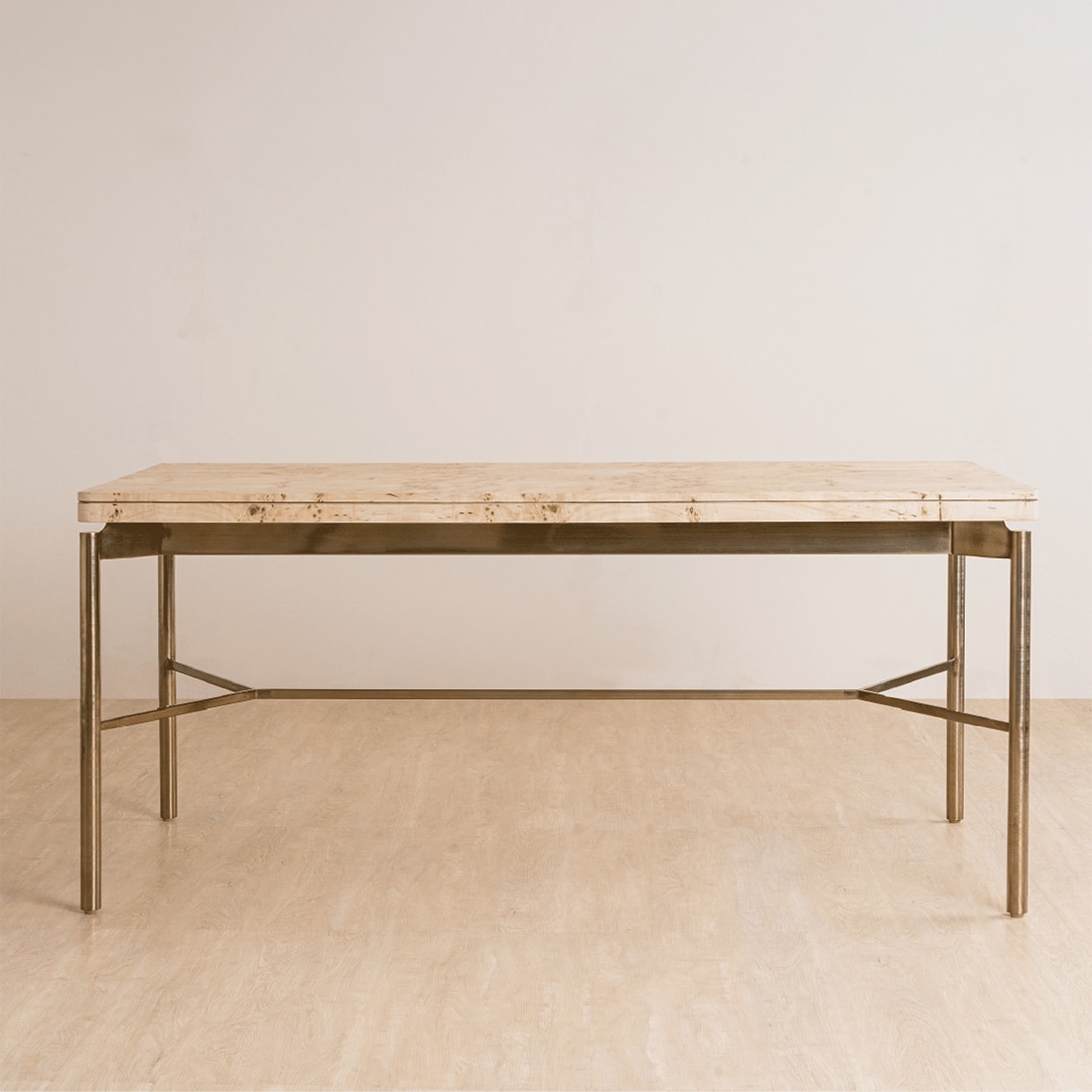 Nouve Stainless Steel Six Seater Dining Table in Gold Finish - Orange Tree