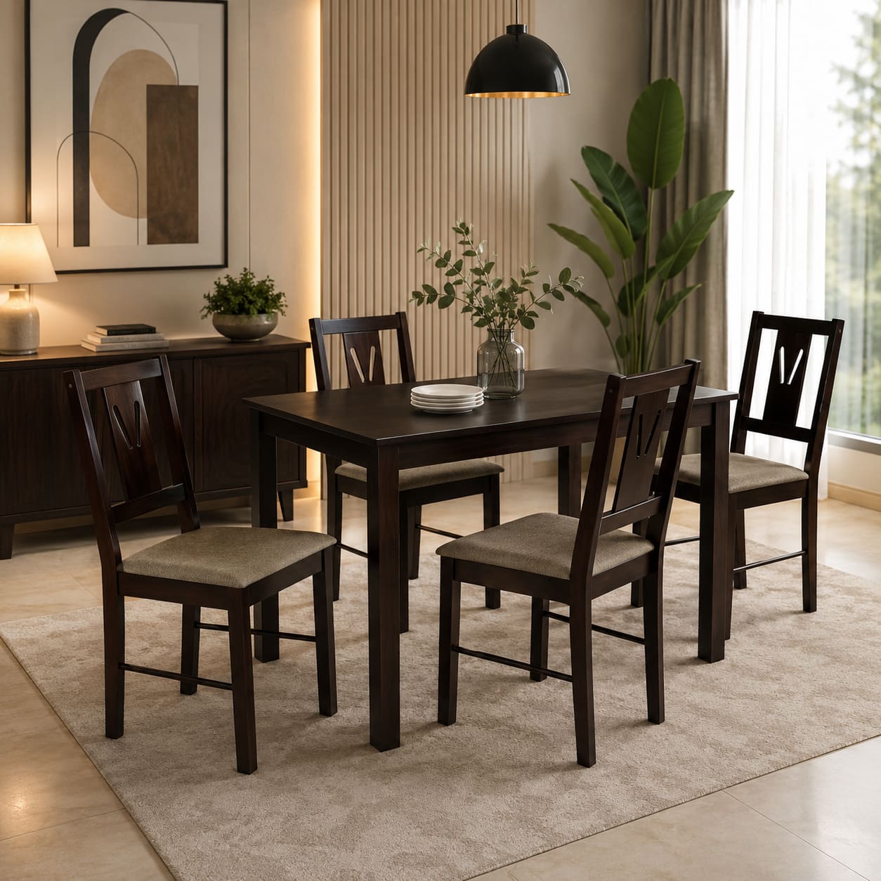 Artemis Solid Wood 4 Seater Dining Set