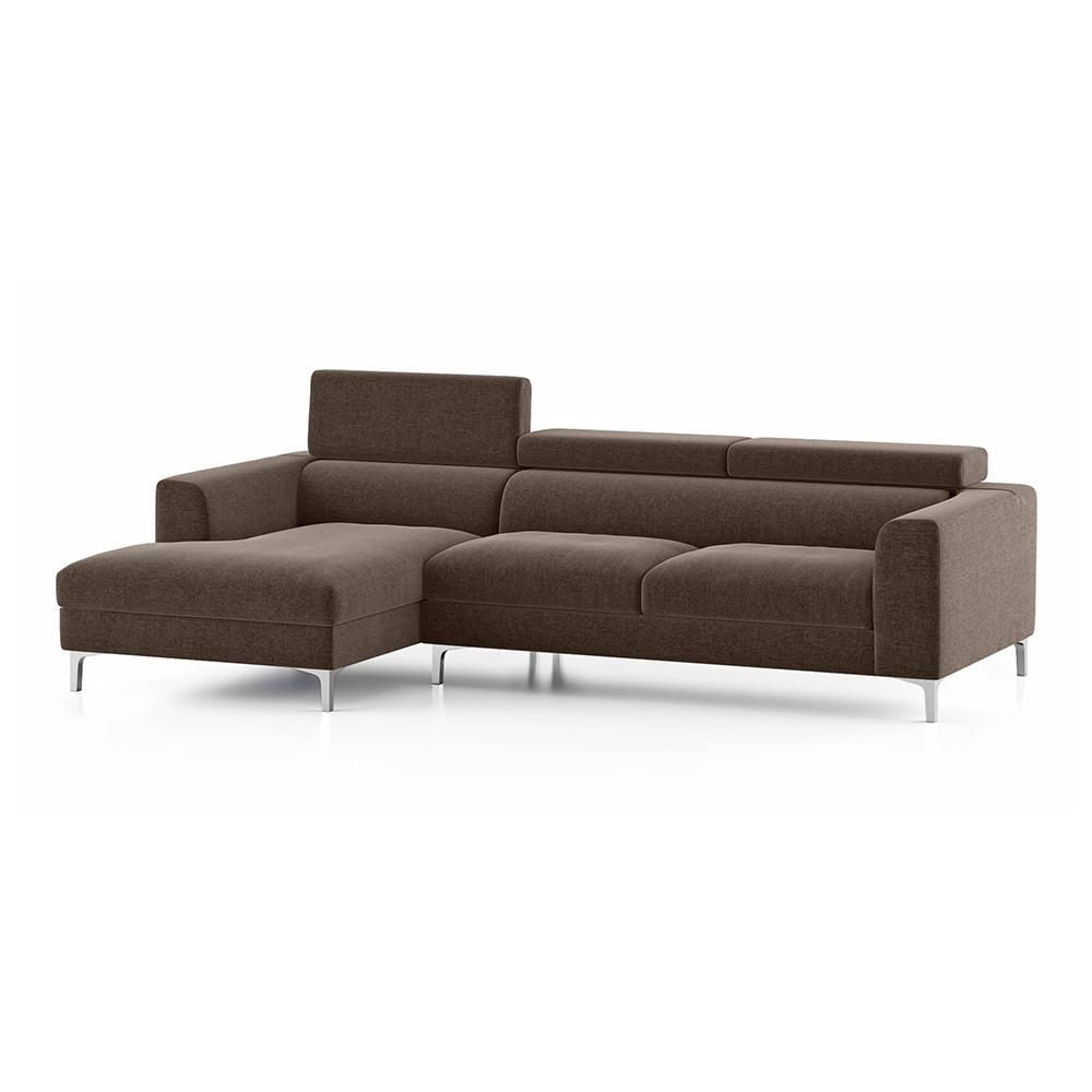 Chelsea Left Aligned 3 Seater Sectional Fabric Sofa (Daschund Brown)