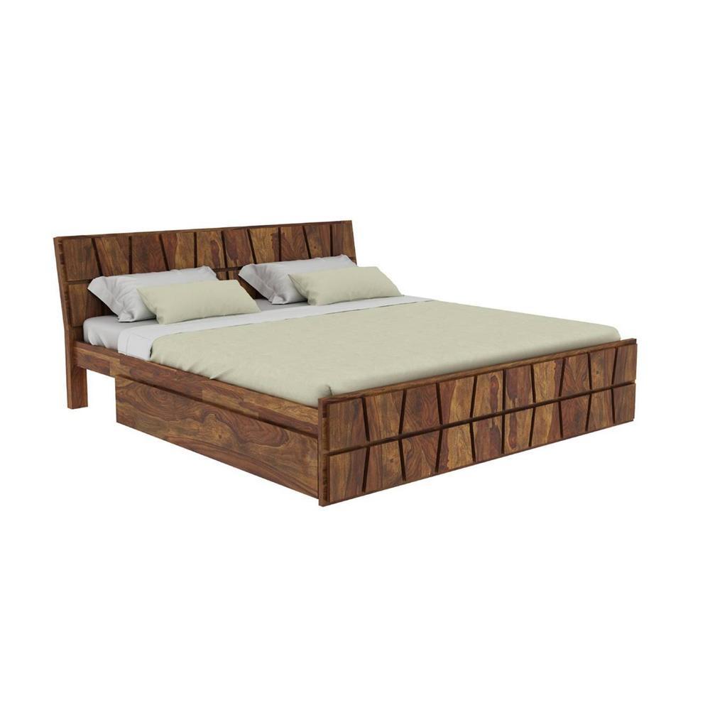 Hainan Platform Storage King Bed In Brown Finish