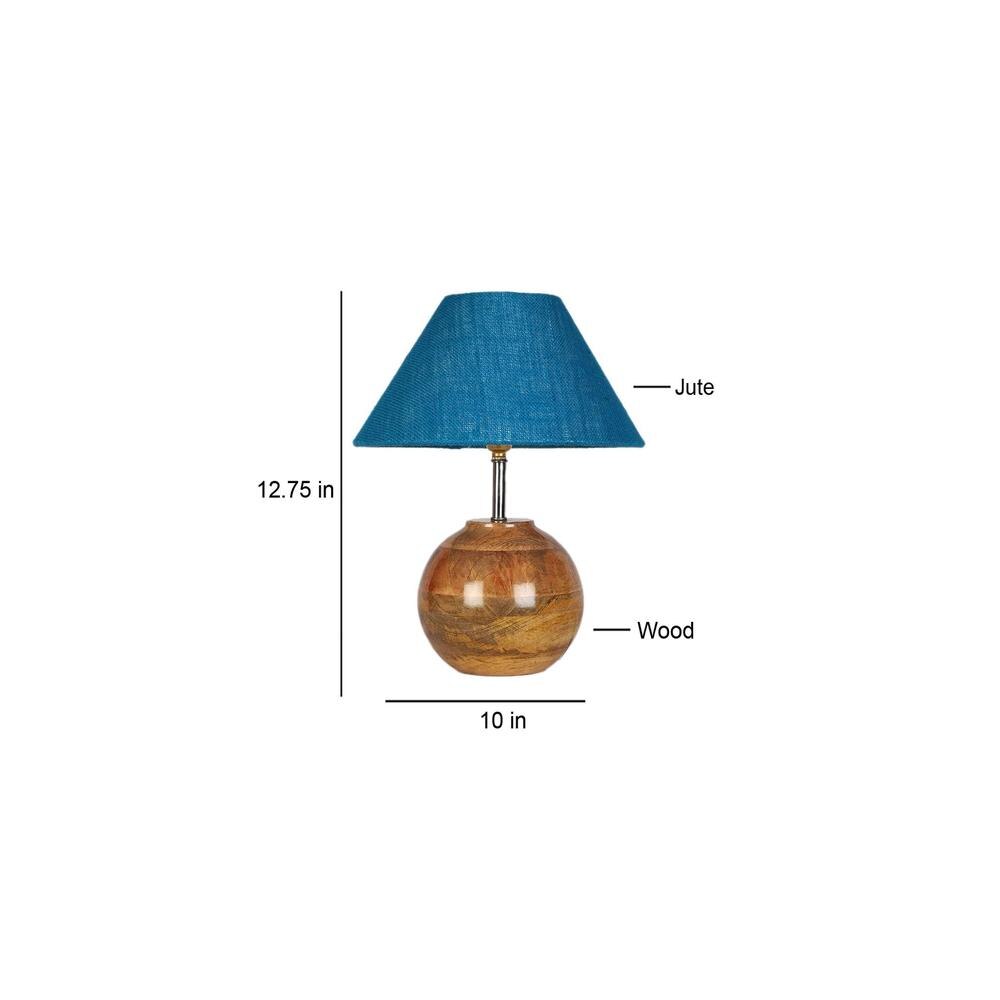 Turquoise Jute with Natural Wood Table Lamp