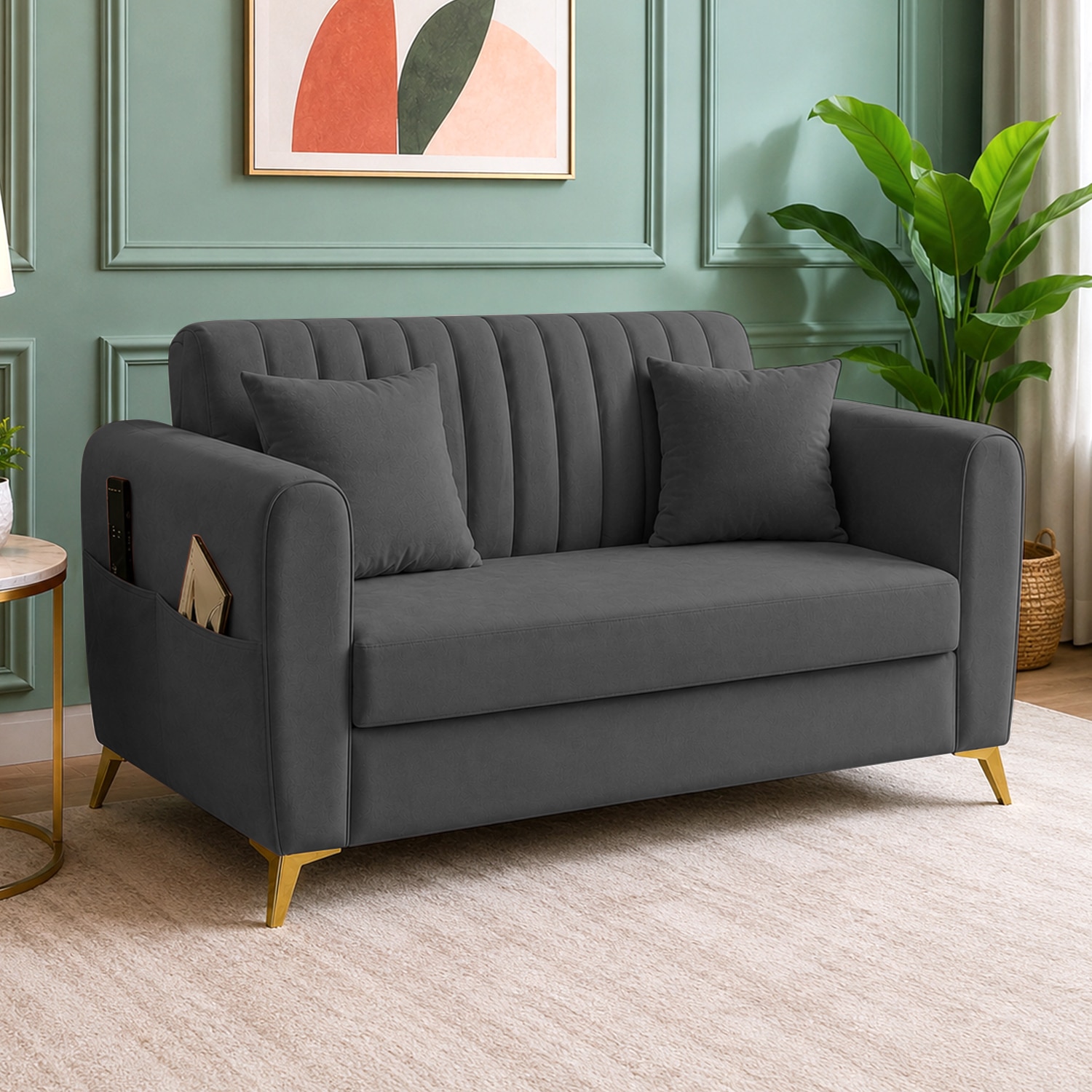 Daraco Velvet 2 Seater Sofa in Dark Grey Color - Home Lifestylez