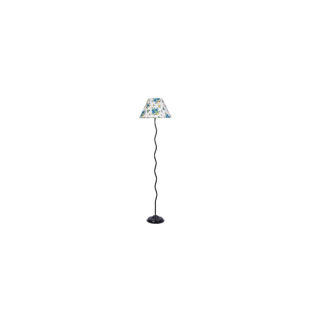 Nikolai Multicolour Fabric Floor Lamp with Black Iron Base