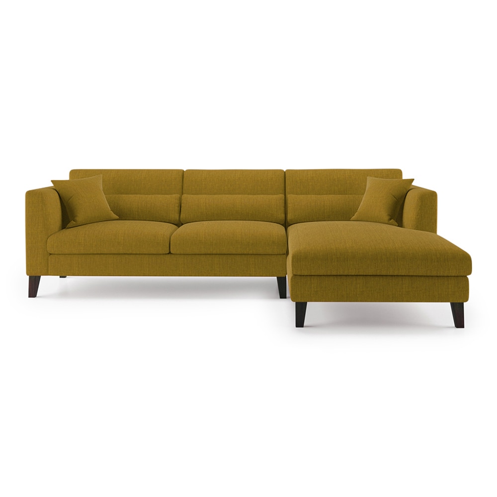 Lewis Sectional Sofa (Colour : Olive Green, Cushion : Hard, Seater : Right Aligned 3 Seater + Right Aligned Chaise) - Urban Ladder