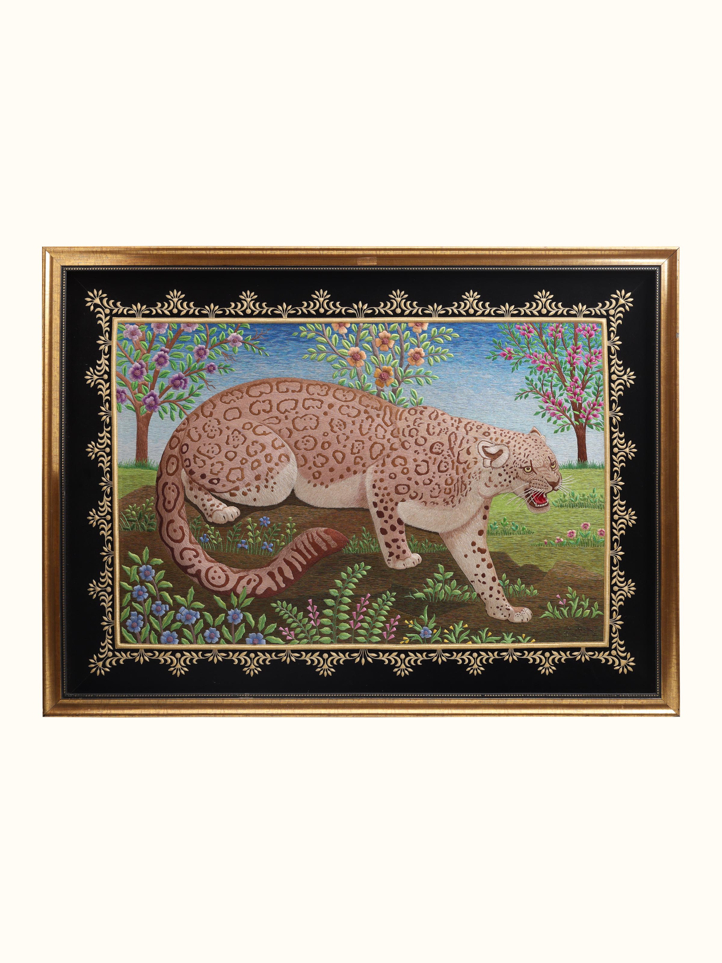 Leopard Pairs Zardozi Wall Hanging