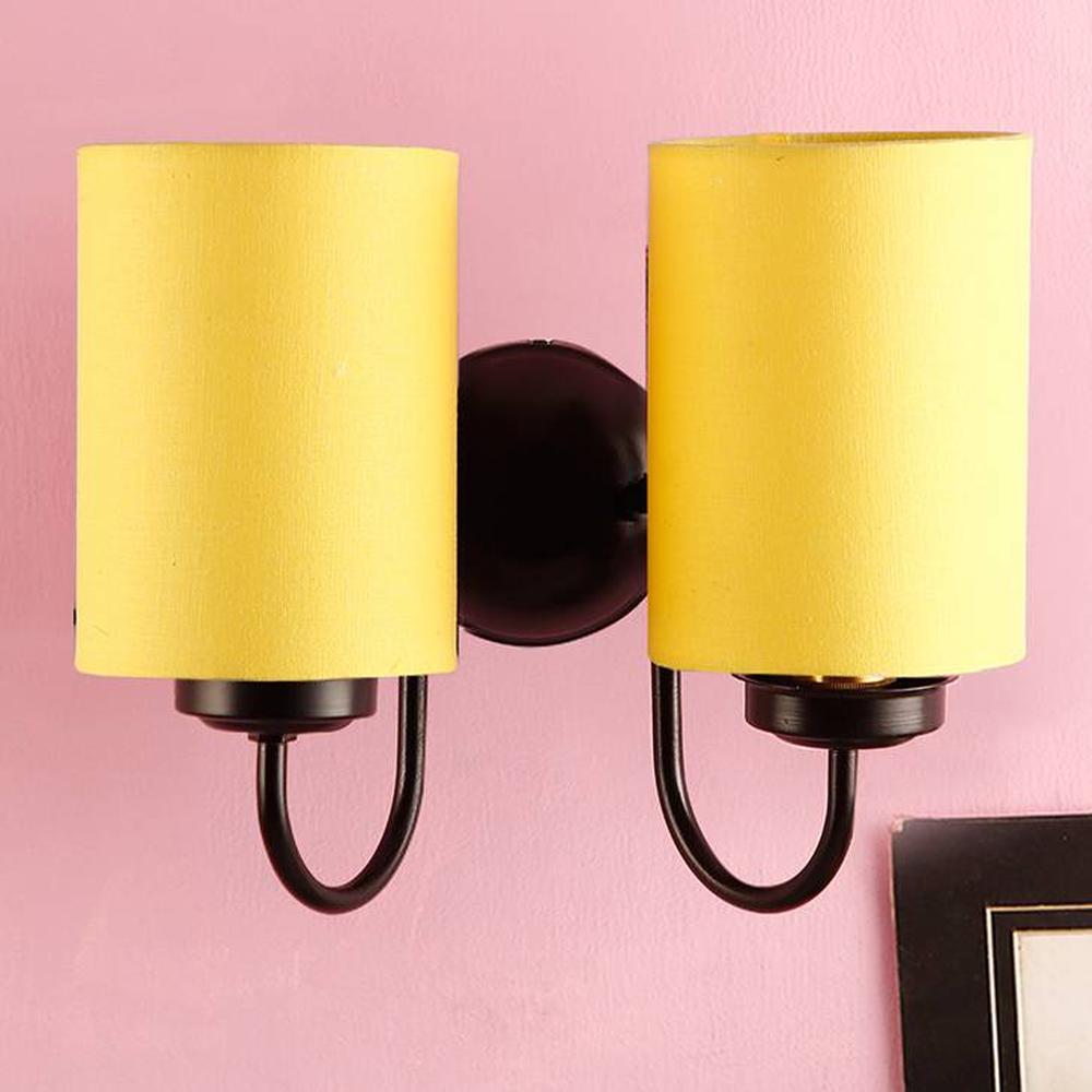 Delbert Yellow Fabric Wall Light - Devansh