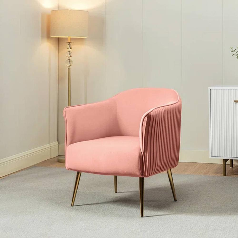 Celeo Velvet Accent Chair in Dusty Rose Colour