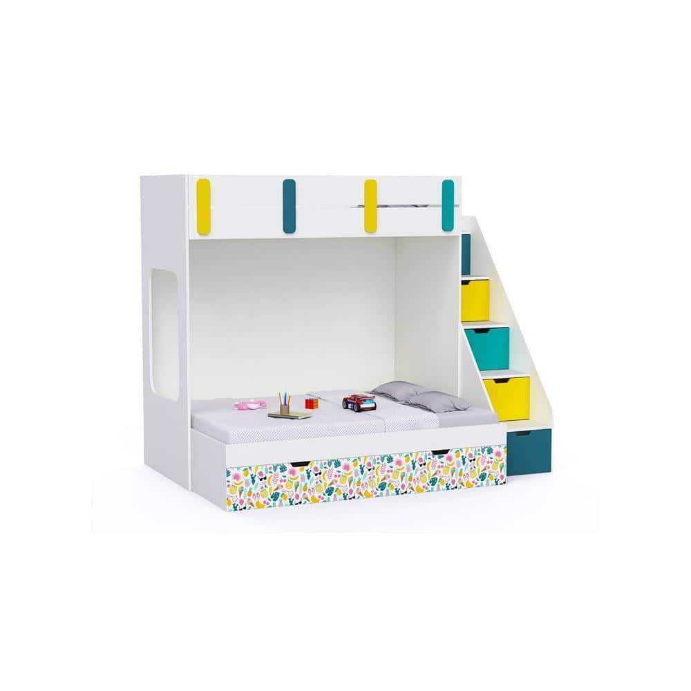 Pattern Dreams Bunk Bed with Storage in White Colour BKBB021