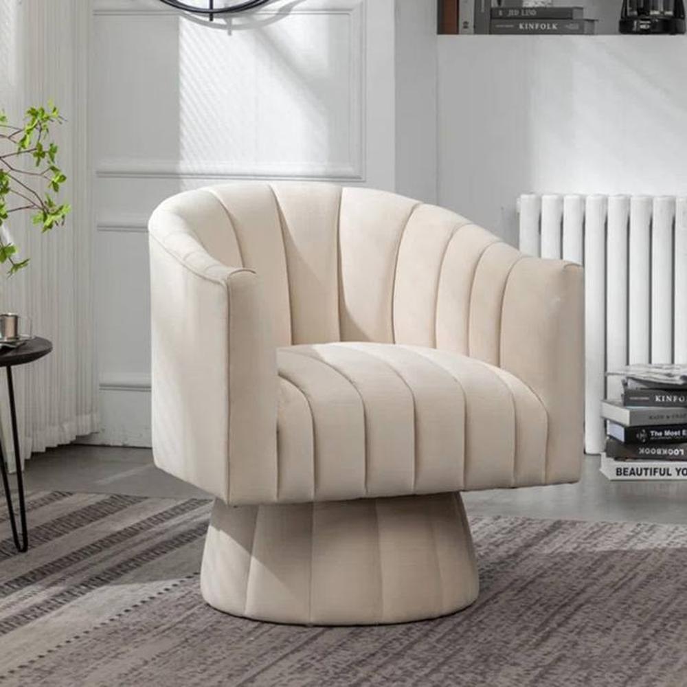 Morrow Fabric Accent Chair in Cream Colour