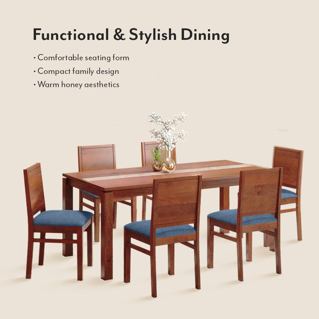Atlas Crest Solid Wood 6 Seater Dining Table with Atlas Dining Chair set