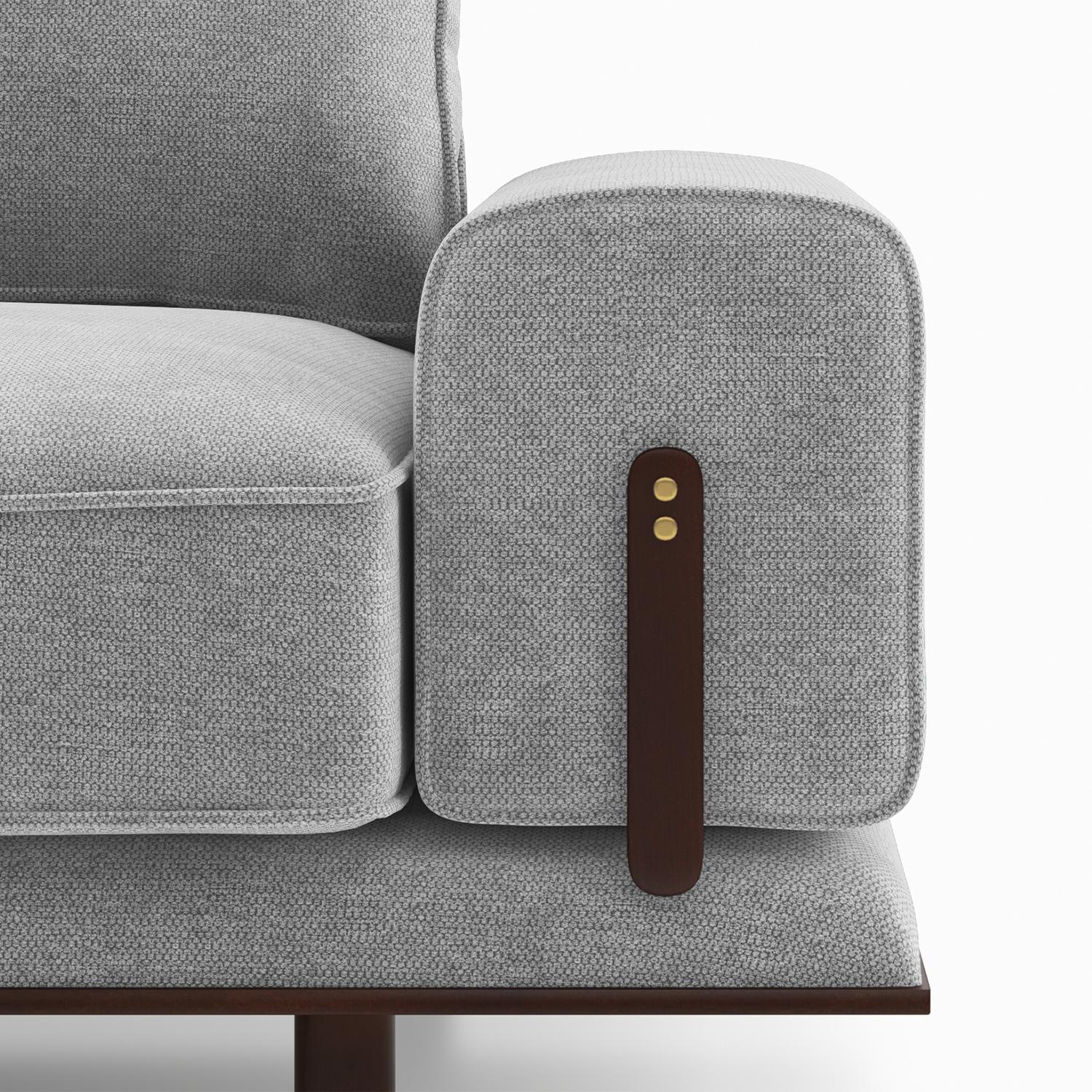 Barcelona Essential 3 Seater Fabric Sofa In Granite Weave