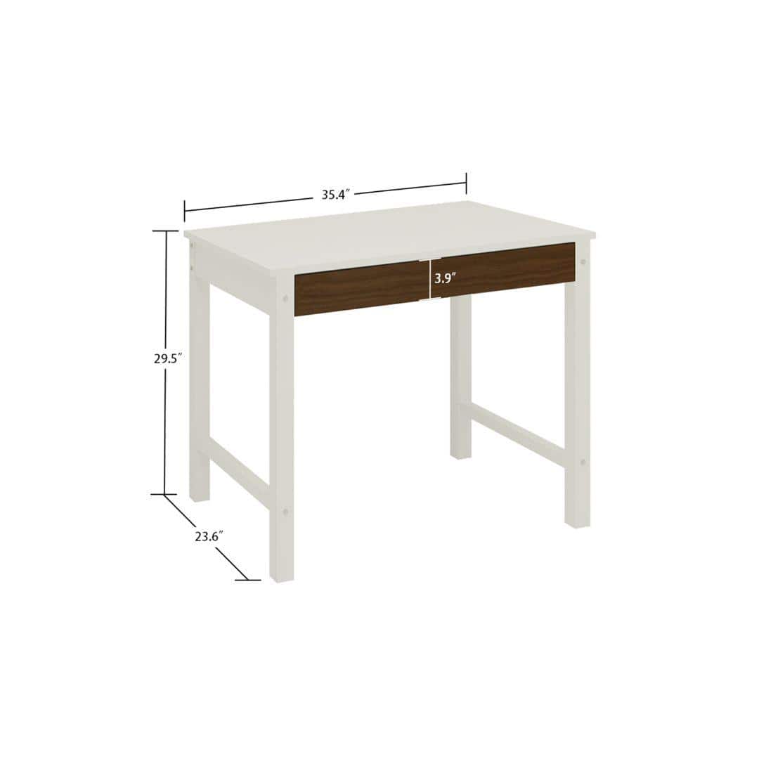 Mystica Solid Wood Study Desk with Drawer in Ivory Coffee Walnut Colour