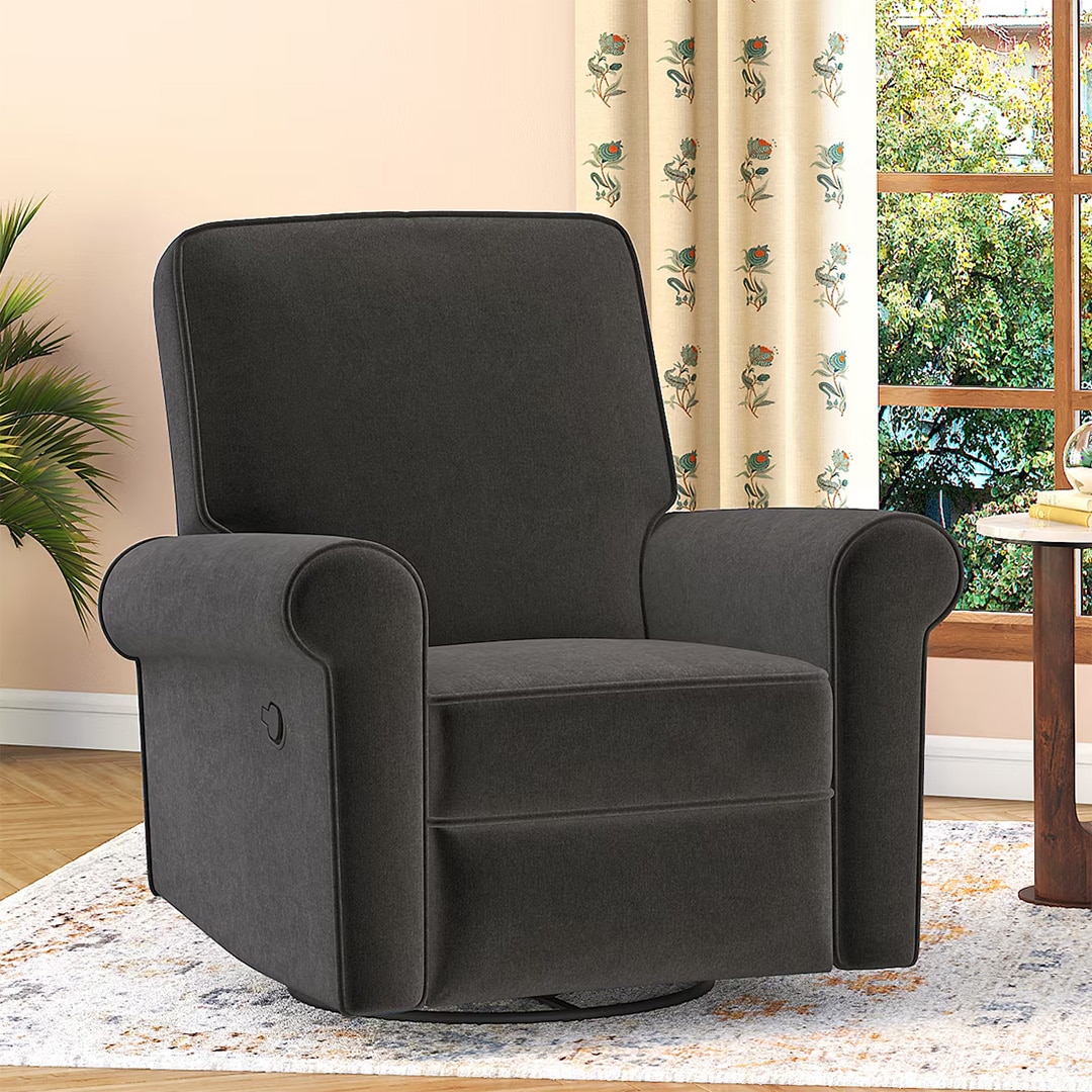 Diaz Rocker Swivel Recliner in Pebble Grey Colour (Fabric Not Available)