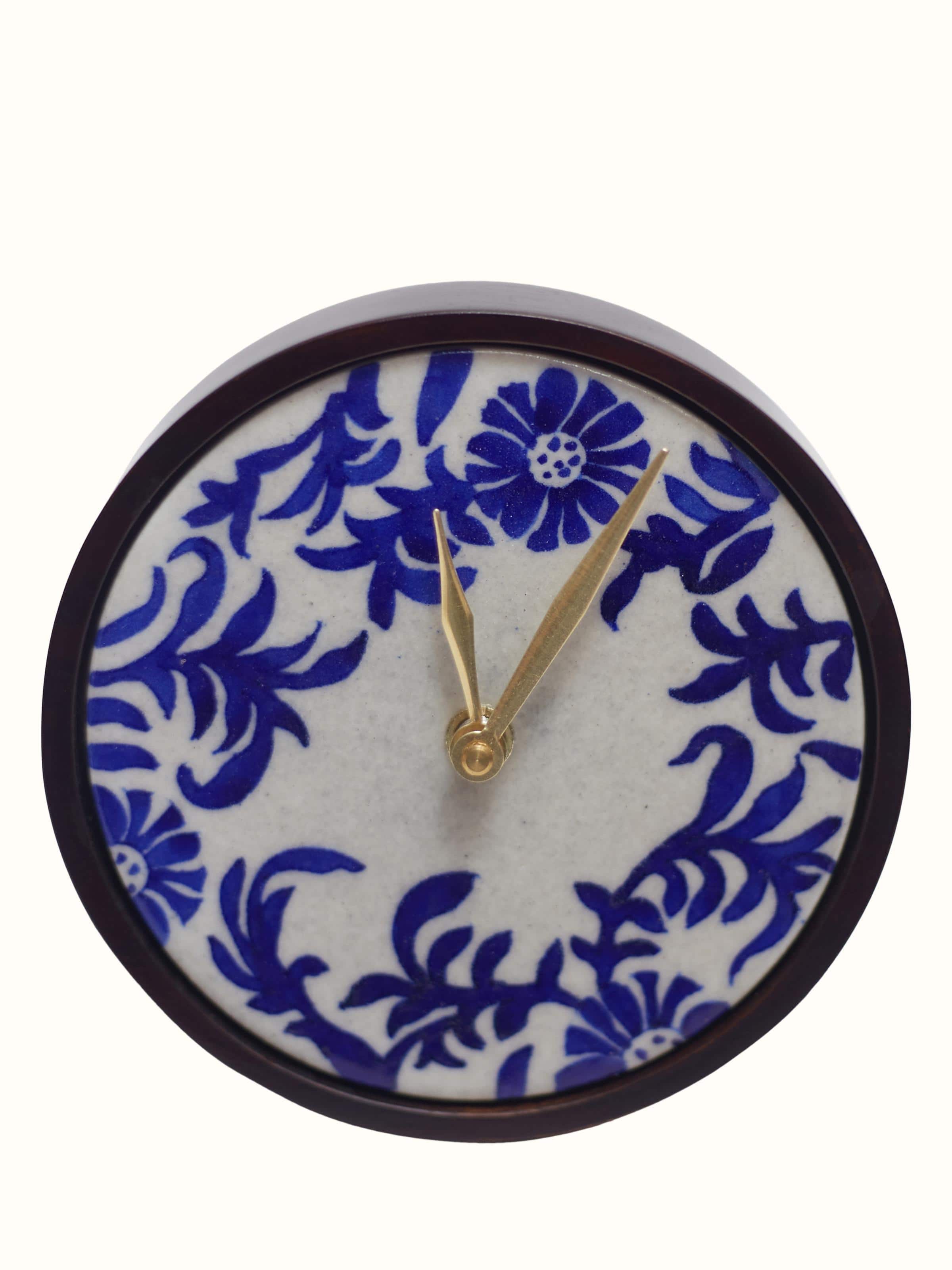Blue Pottery Ceramic Table Clock