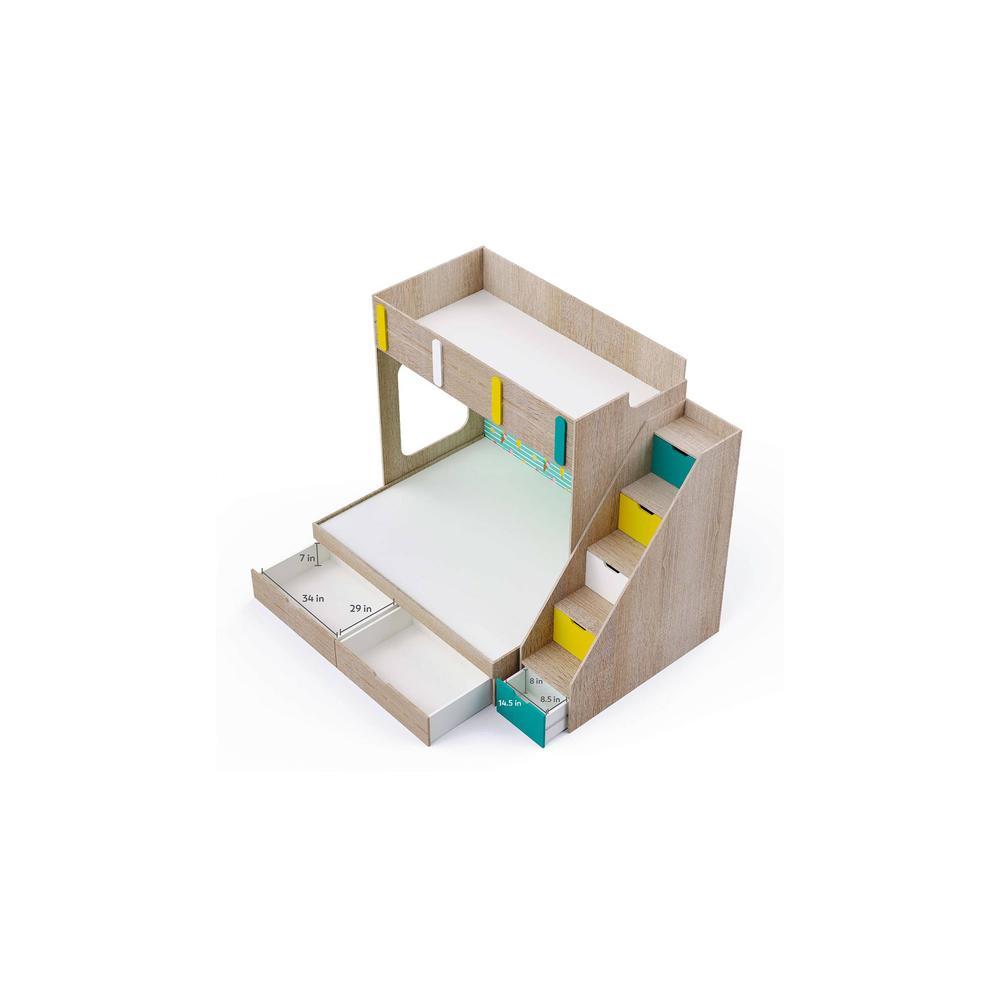 Pattern Dreams Bunk Bed with Storage in Oak Colour BKBB014