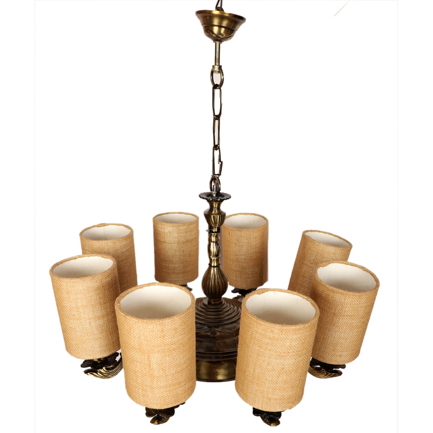 Devansh Gold Antique Wall Mounted Lamp With Off-White Cotton Shade