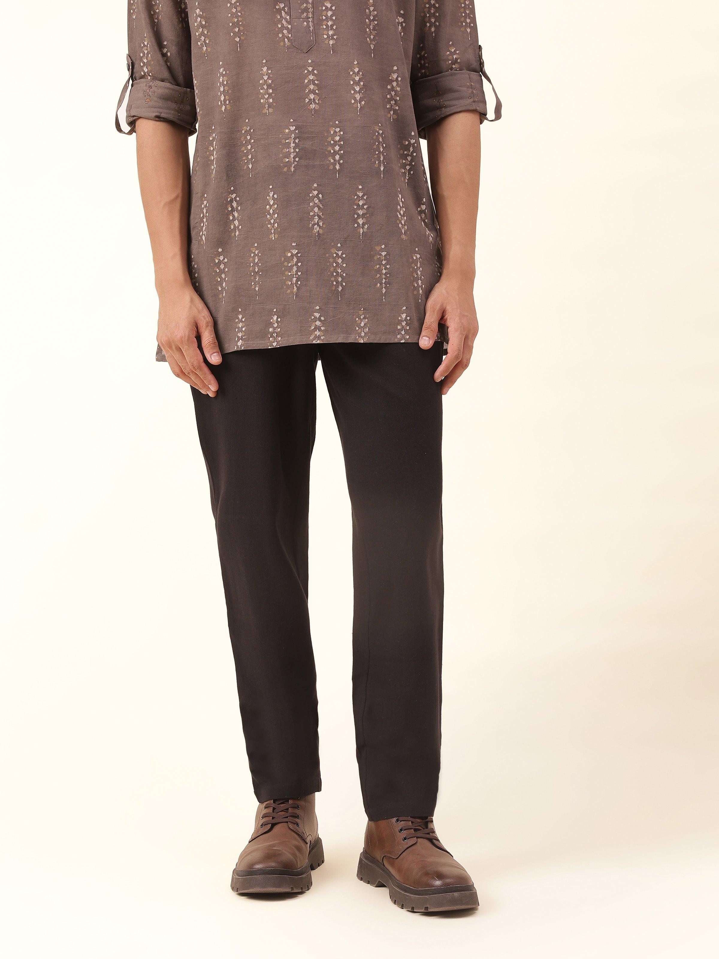 Black Cotton Elasticated Pyjamas