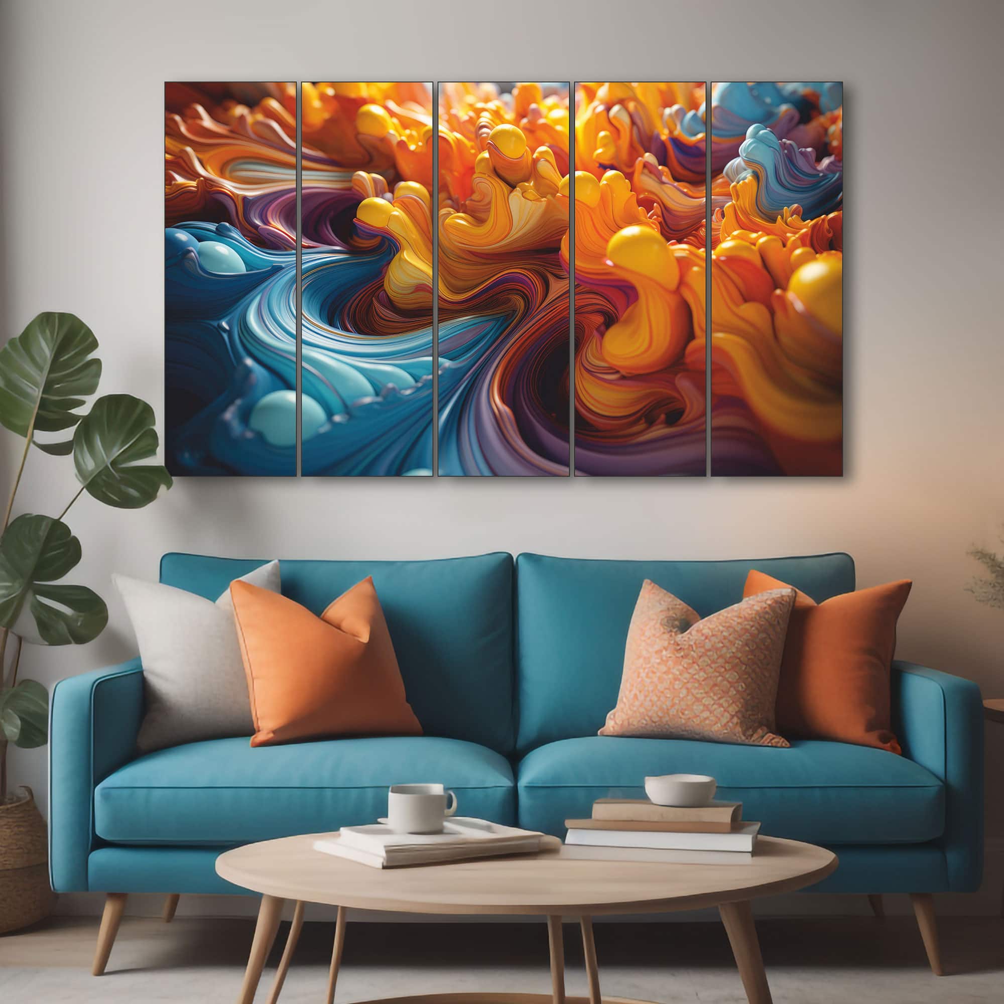 The Castle Decor Abstract Art Multiple Frame Wall Art Design 5 27x48 Inch - The Castle Decor
