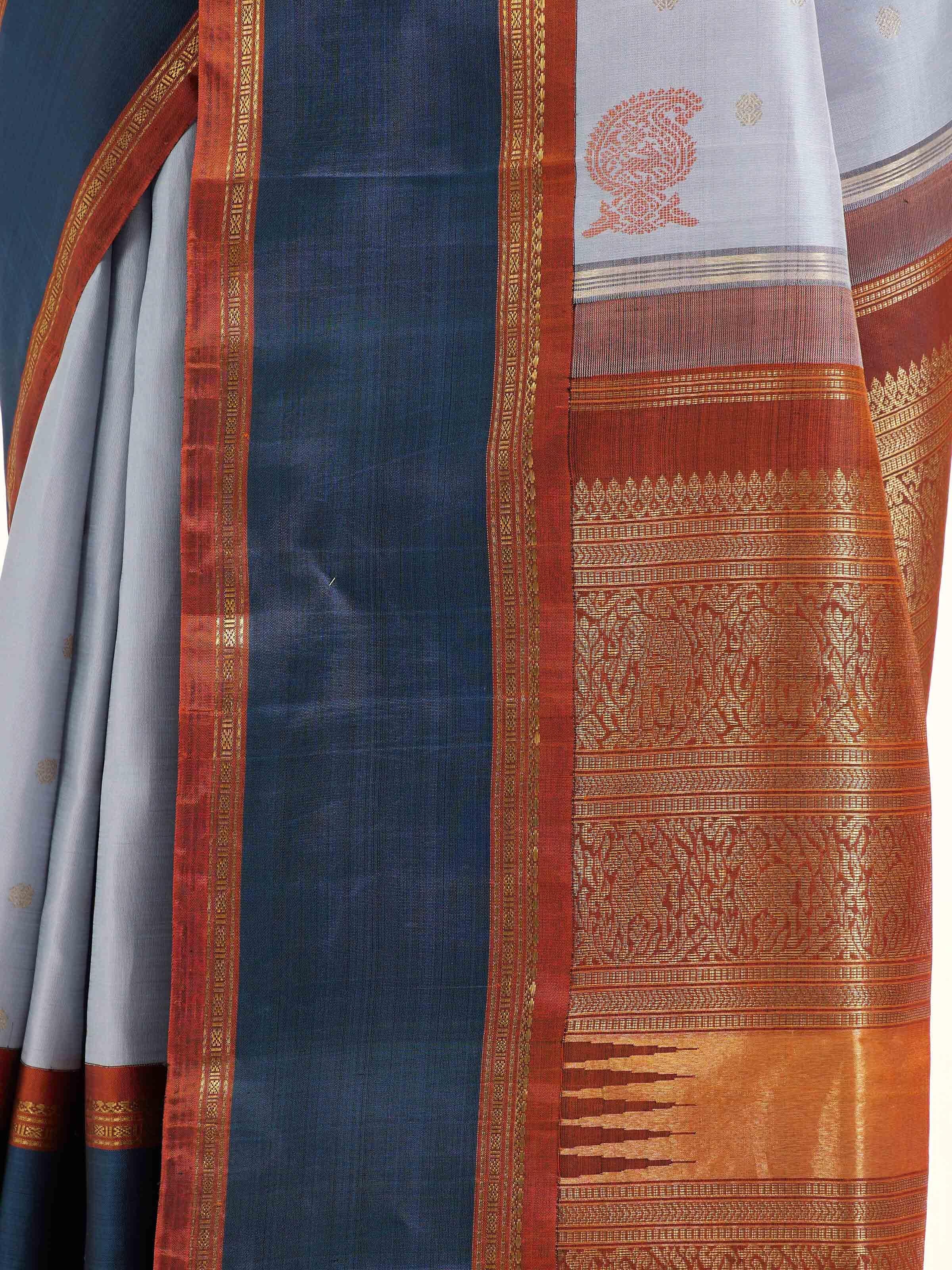 Light Grey Silk Kancheepuram Saree