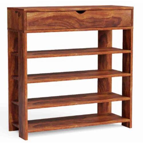 Horizon Solid Wood Shoe Rack in Teak Finish