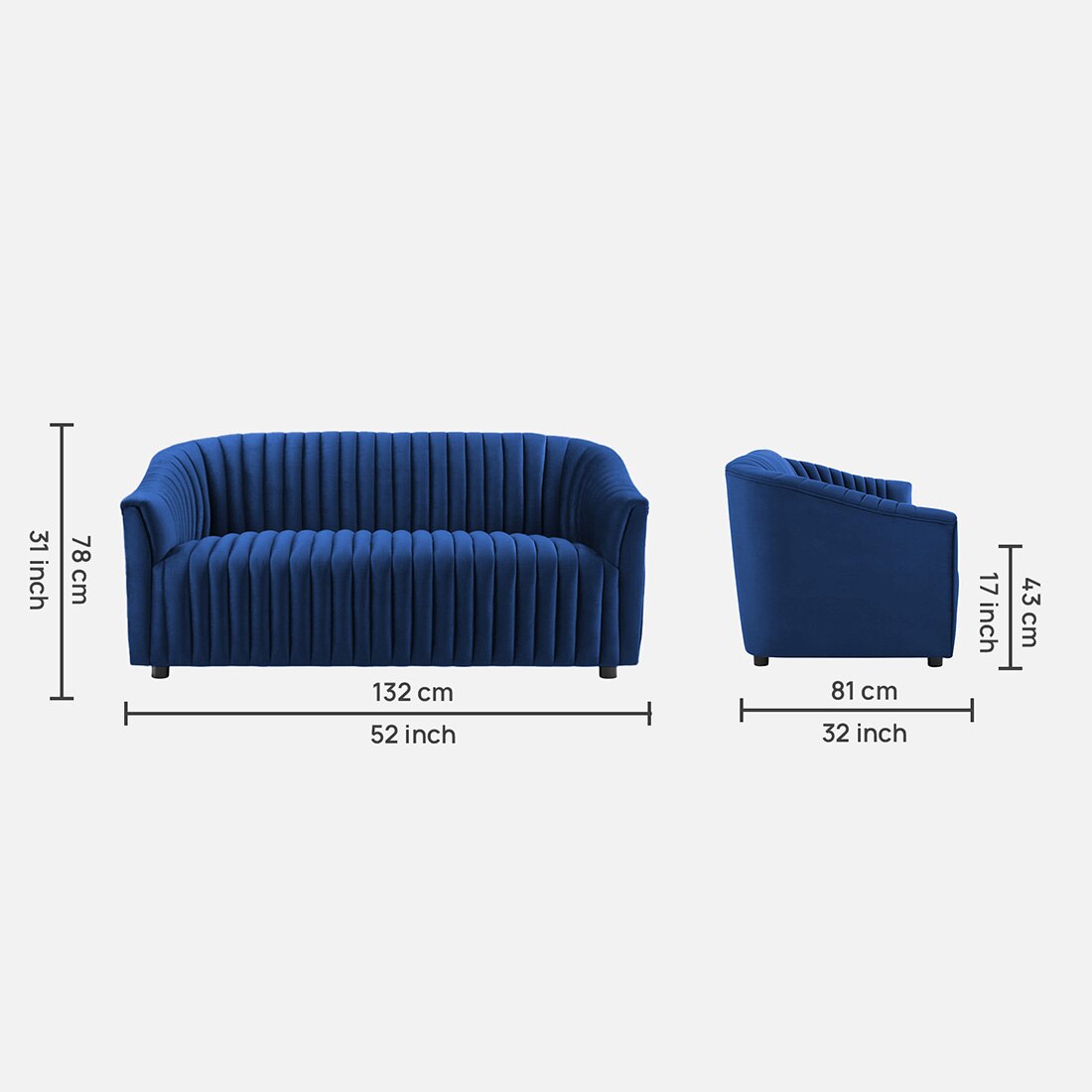 Camro Fabric Sofa (Navy Blue)