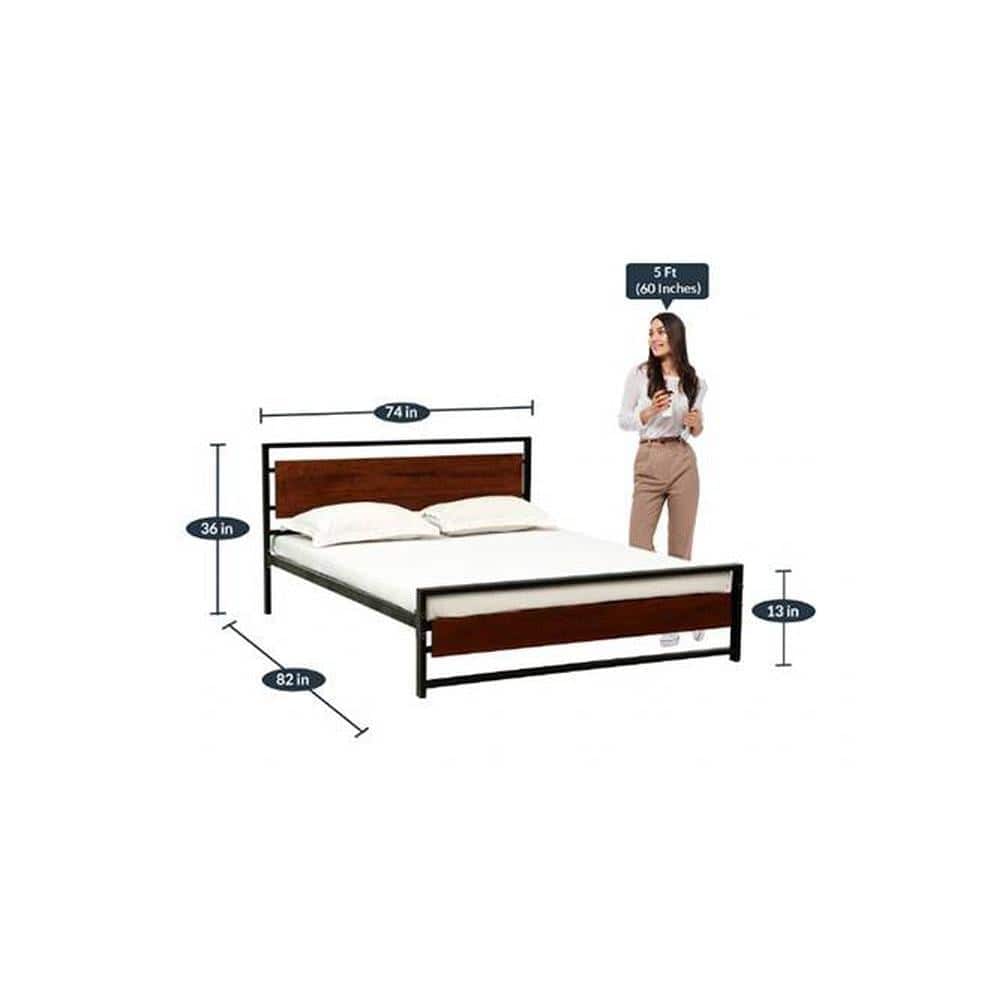 Palmer Metal King Size Non Storage Bed In Provincial Teak Finish