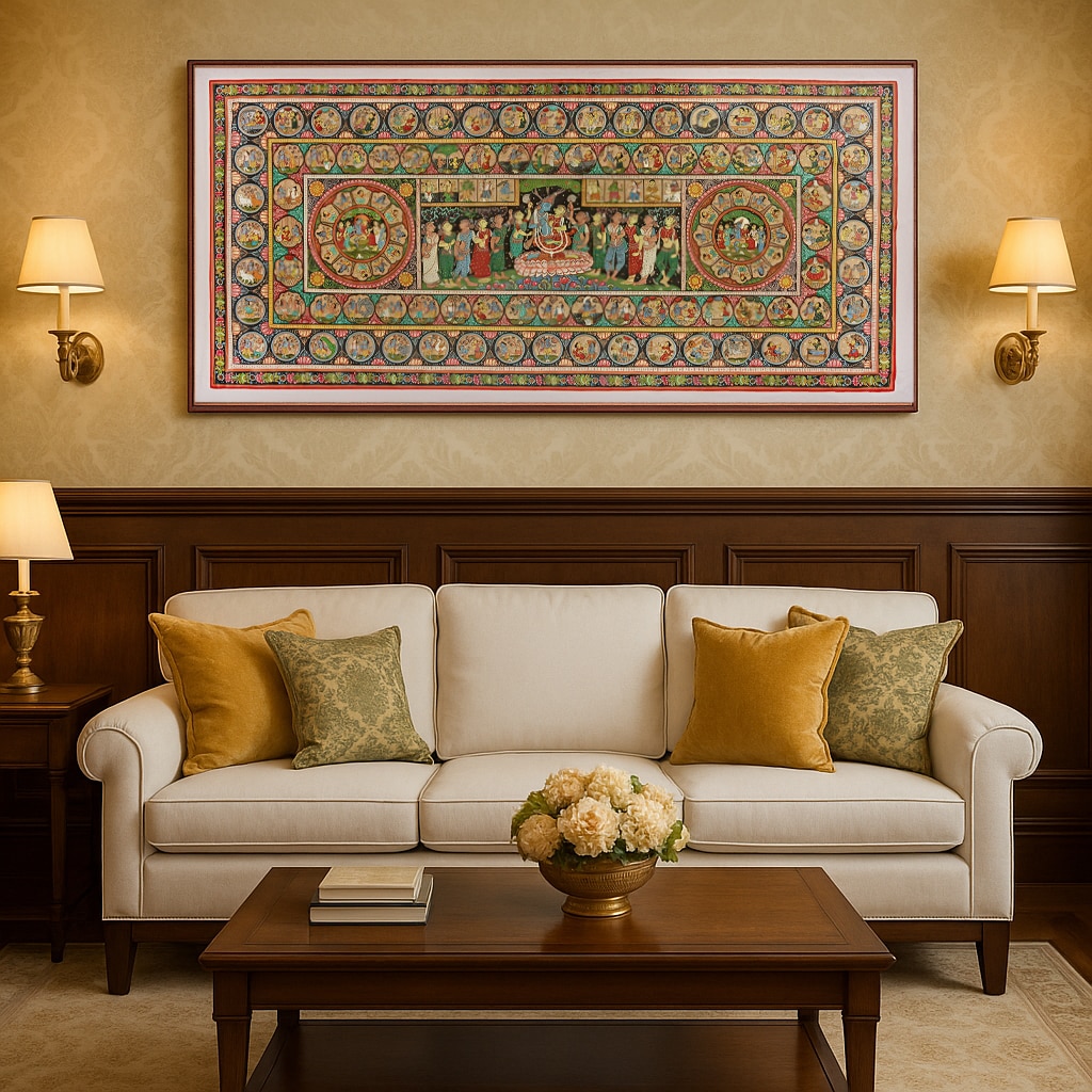 Lifestyle view of Pattachitra Tales of Lord Krishna Painting