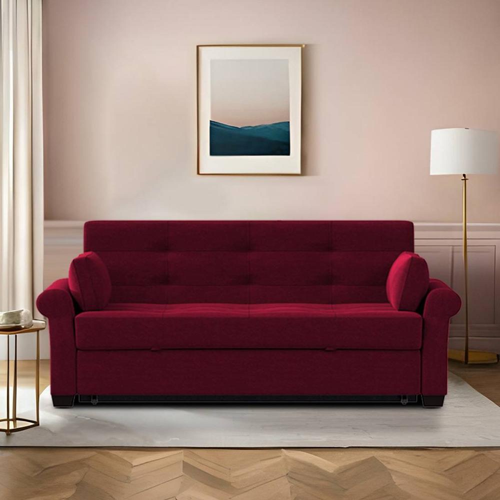 Serta 3 Pull Out Sofa Cum Bed In Maroon Colour