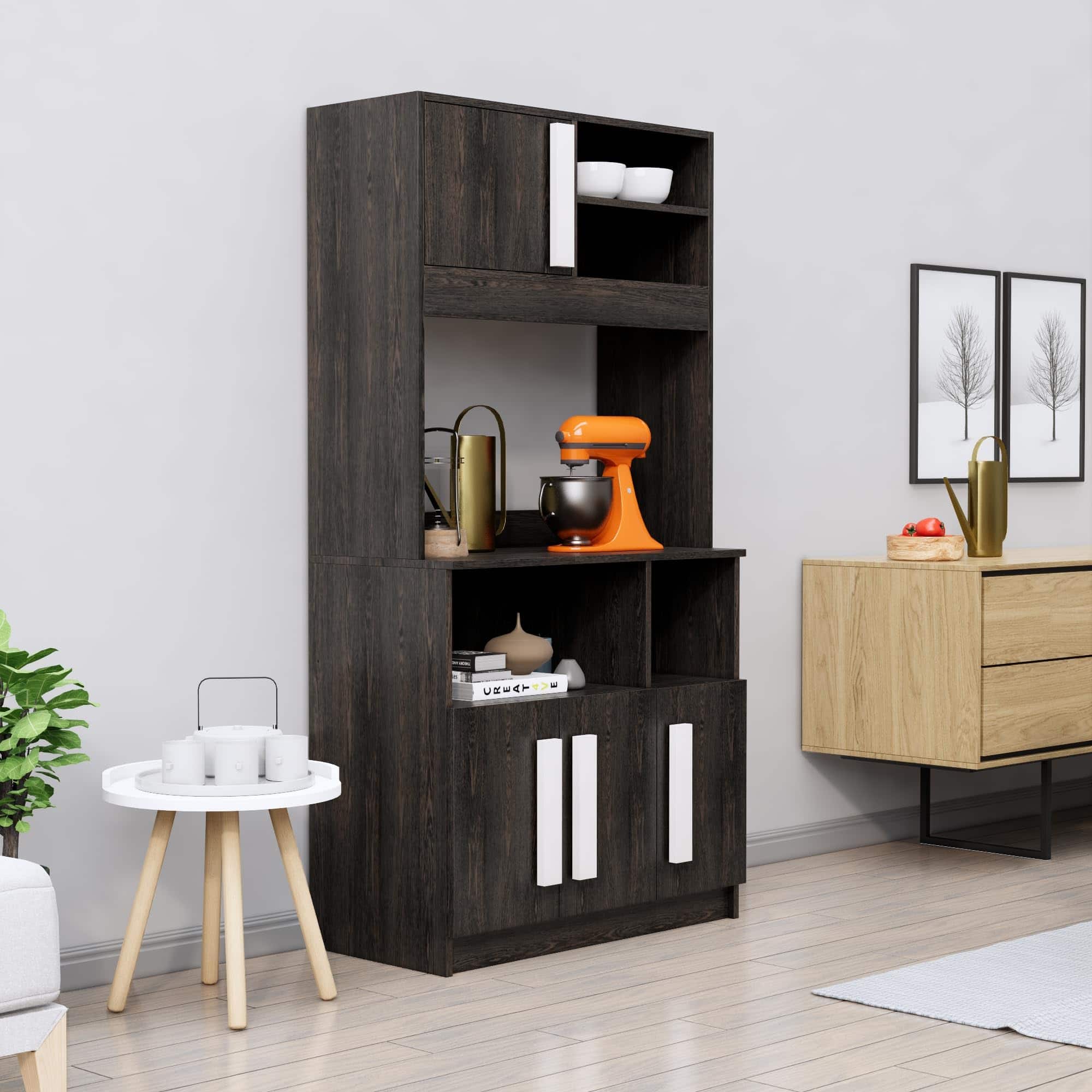 Hexa Red Crockery Unit Multipurpose Wooden Cabinet in Flower Wenge Colour - HexaRed