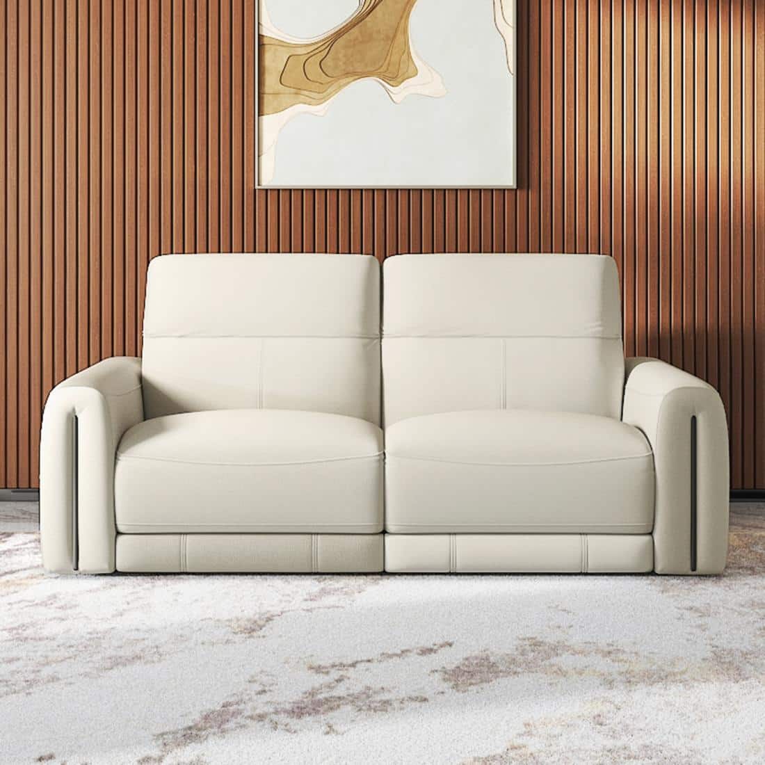 Linaro Leather 3 Seater Double Motor Recliner In Grey Colour