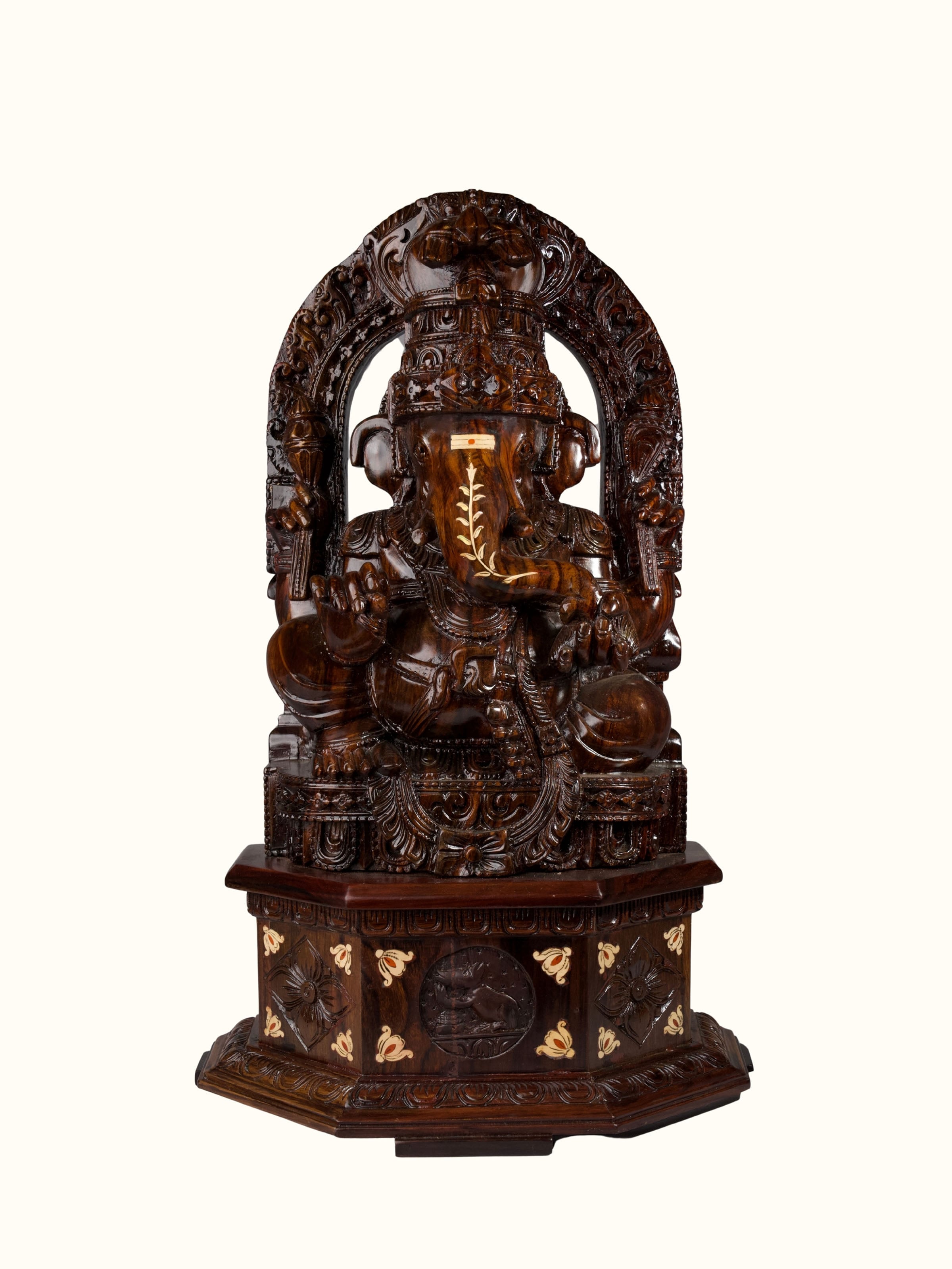 Mysore Rosewood Inlay Ganesha Idol