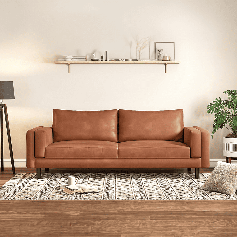 Nolan 3 Seater Leatherette Sofa (Tan)